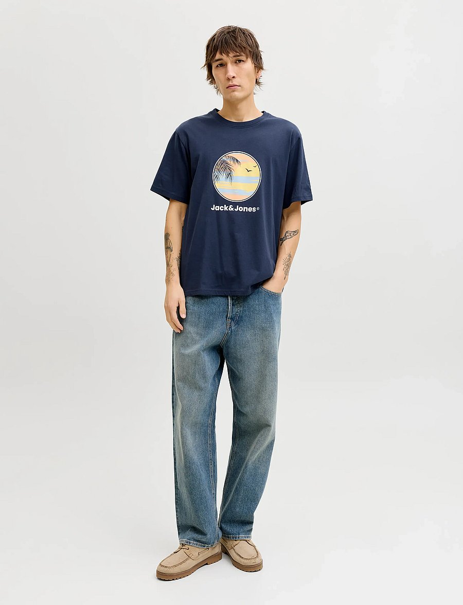 Jack & Jones - JJPERRY TEE SS CREW NECK - kurzärmelig - navy blazer - 4