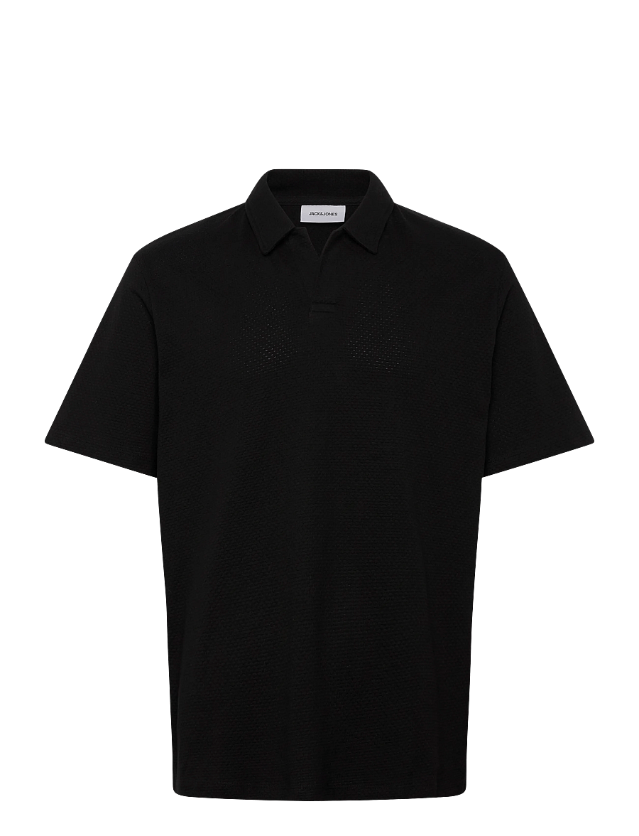 Jack & Jones - JJDEVIN DAYTONA STRUCTURE RESORT POLO SS - kortærmede poloer - black - 0