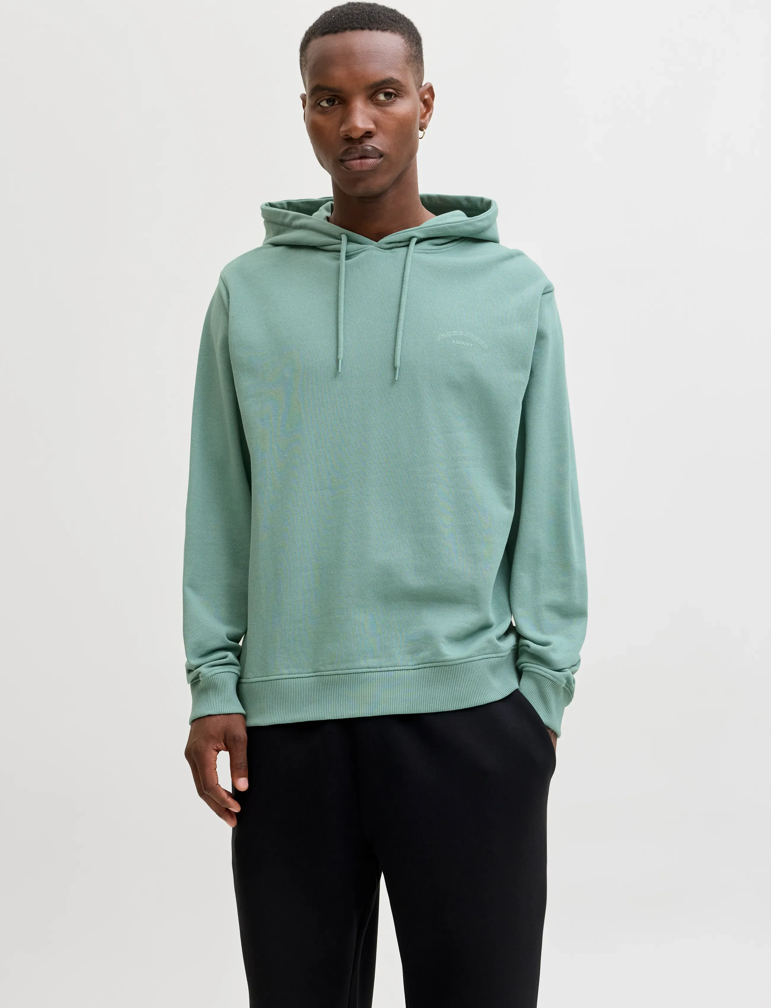 Jack & Jones JJCOLLEGE LOGO SWEAT HOOD - Sweatshirts - MINERAL BLUE / green