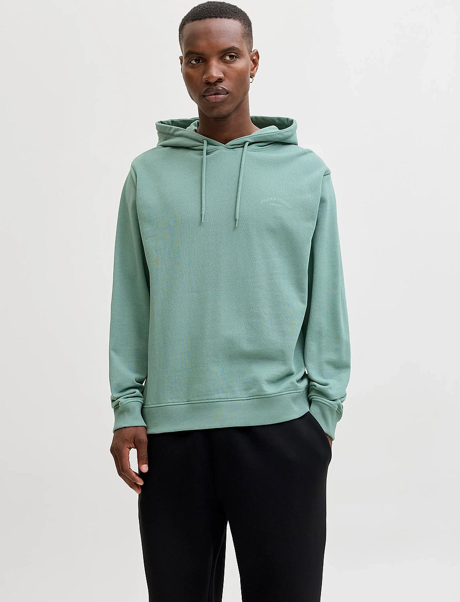 Jack & Jones - JJCOLLEGE LOGO SWEAT HOOD - hættetrøjer - mineral blue - 0