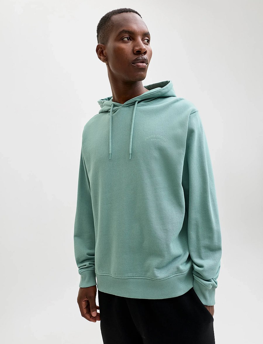 Jack & Jones - JJCOLLEGE LOGO SWEAT HOOD - hættetrøjer - mineral blue - 5