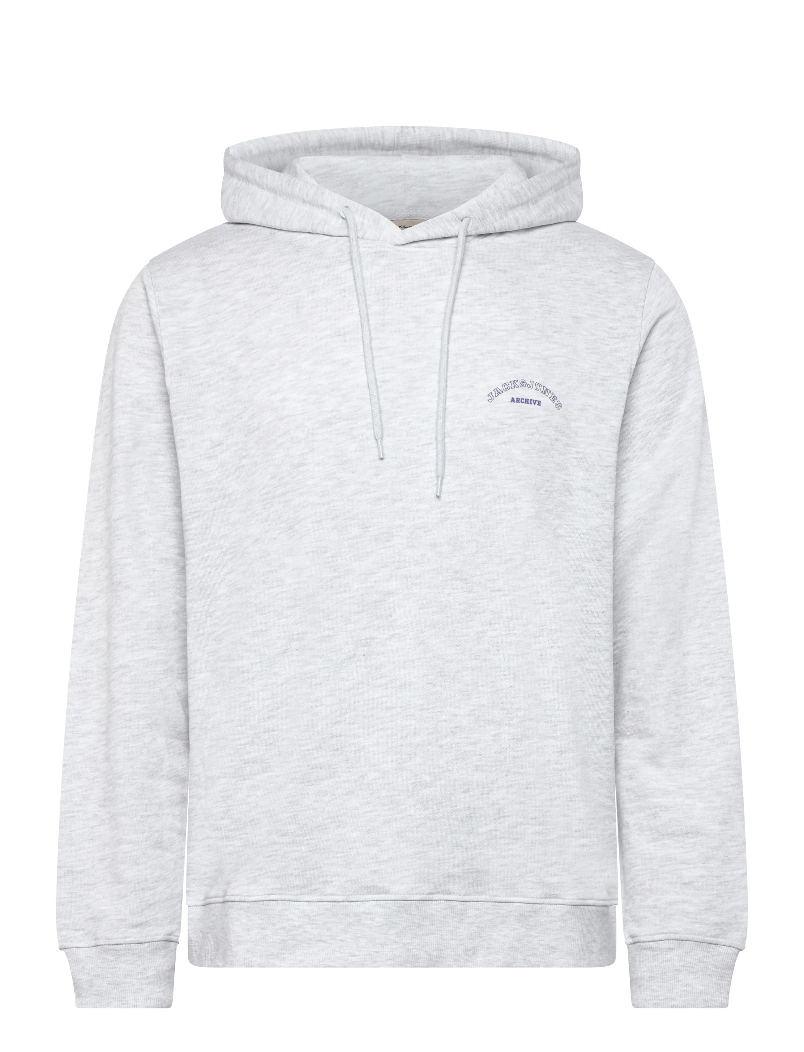 Jack & Jones JJCOLLEGE LOGO SWEAT HOOD - Letzte Chance - WHITE MELANGE / grey