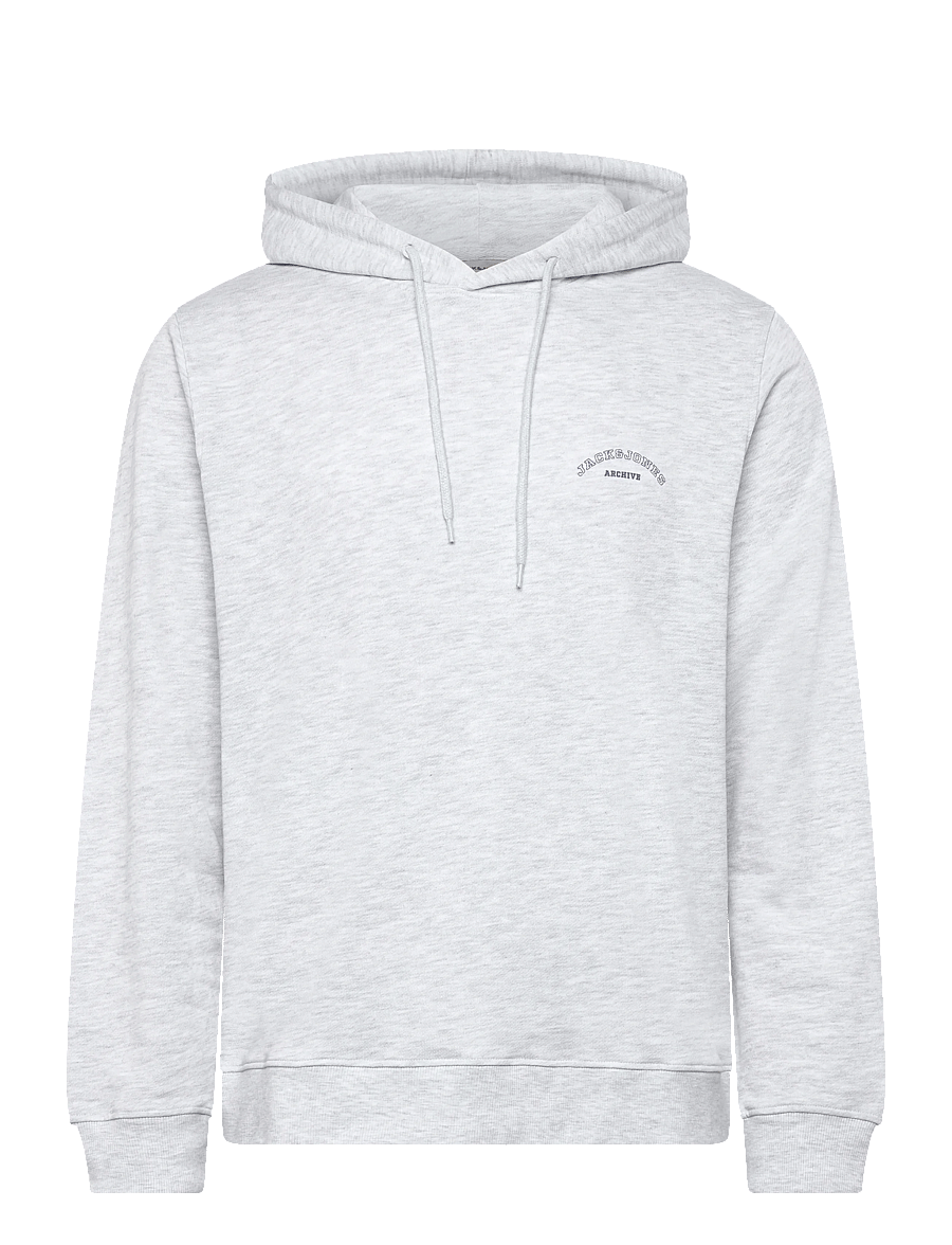 Jack & Jones - JJCOLLEGE LOGO SWEAT HOOD - hoodies - white melange - 1