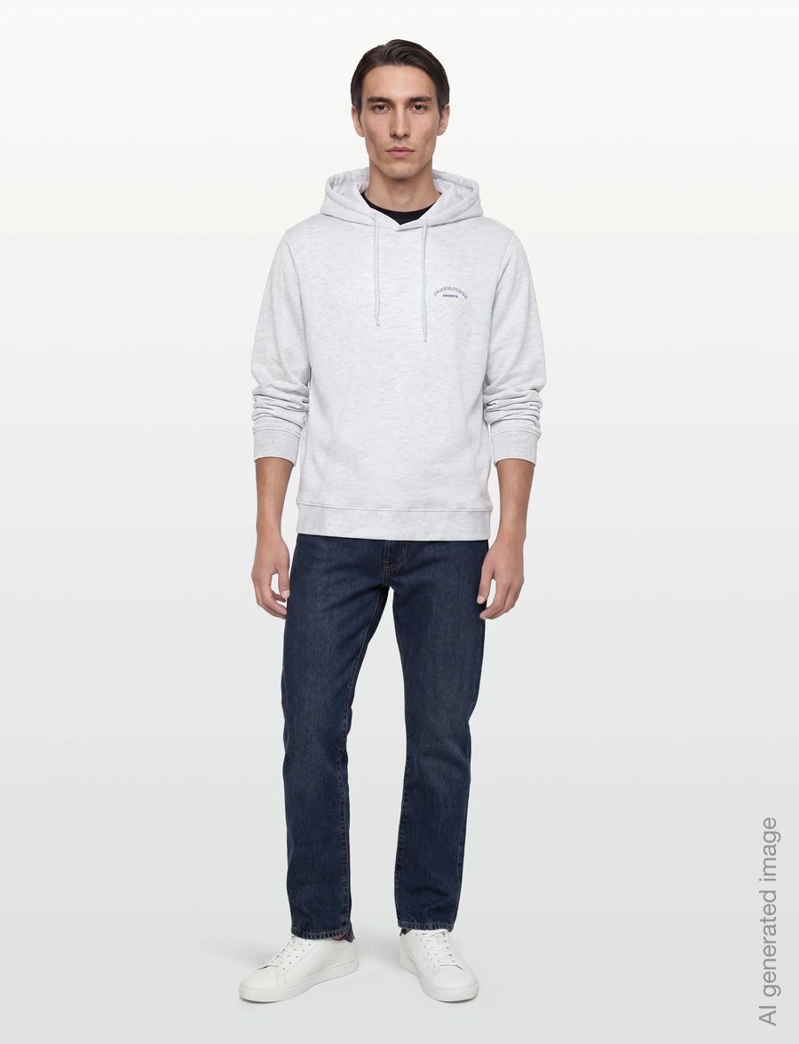 Jack & Jones - JJCOLLEGE LOGO SWEAT HOOD - hoodies - white melange - 0