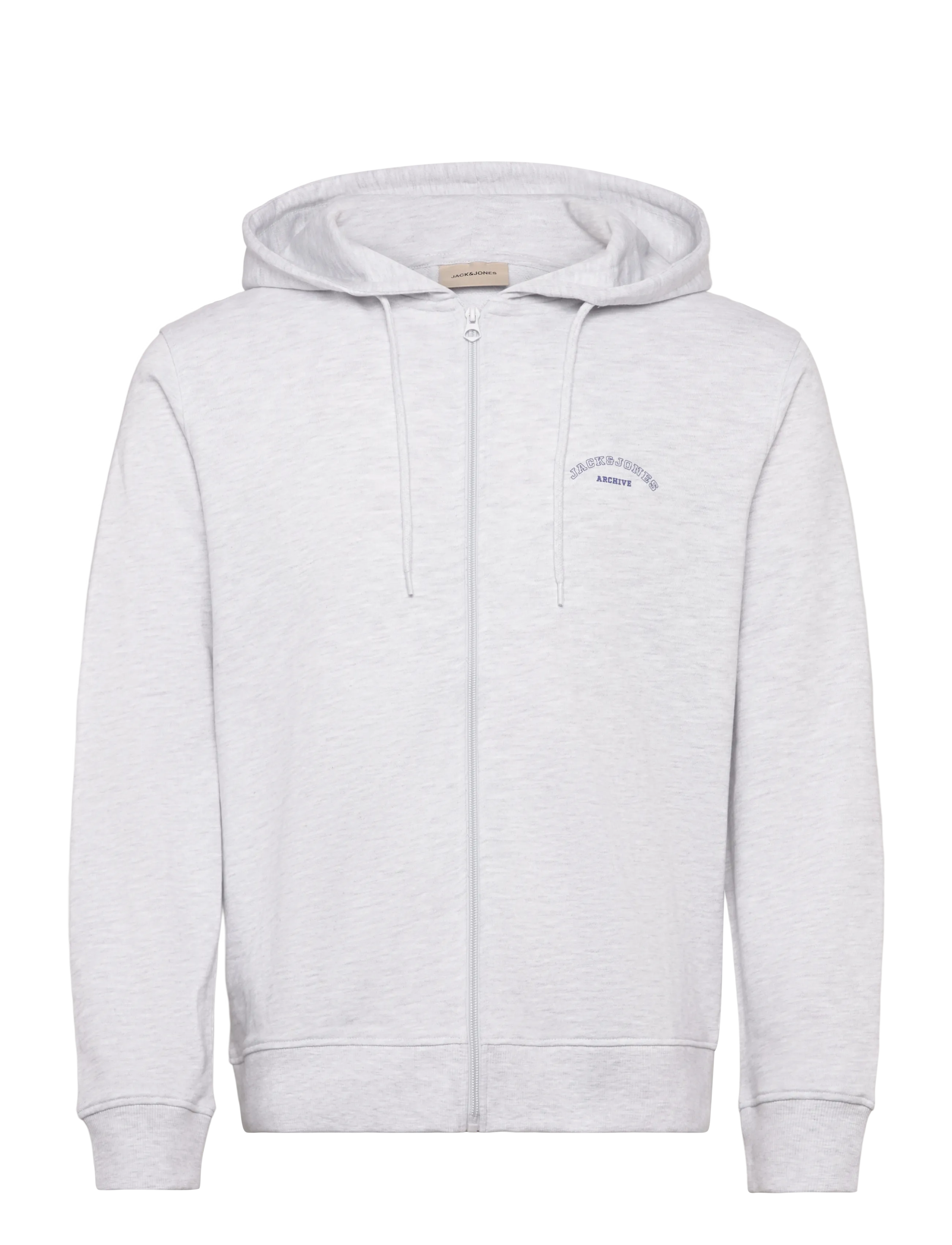 Jack & Jones JJCOLLEGE LOGO SWEAT ZIP HOOD - Sweatshirts & hættetrøjer - WHITE MELANGE / grey