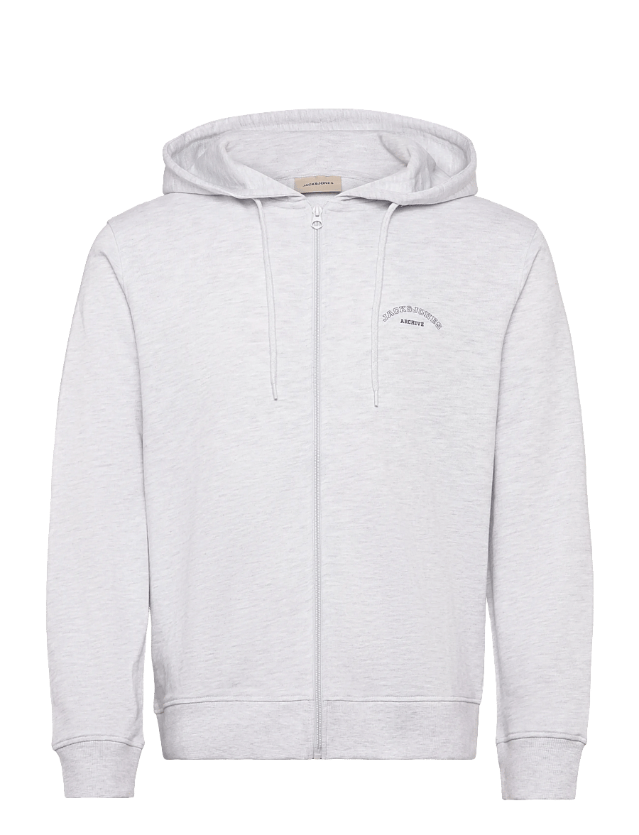 Jack & Jones - JJCOLLEGE LOGO SWEAT ZIP HOOD - hoodies - white melange - 1