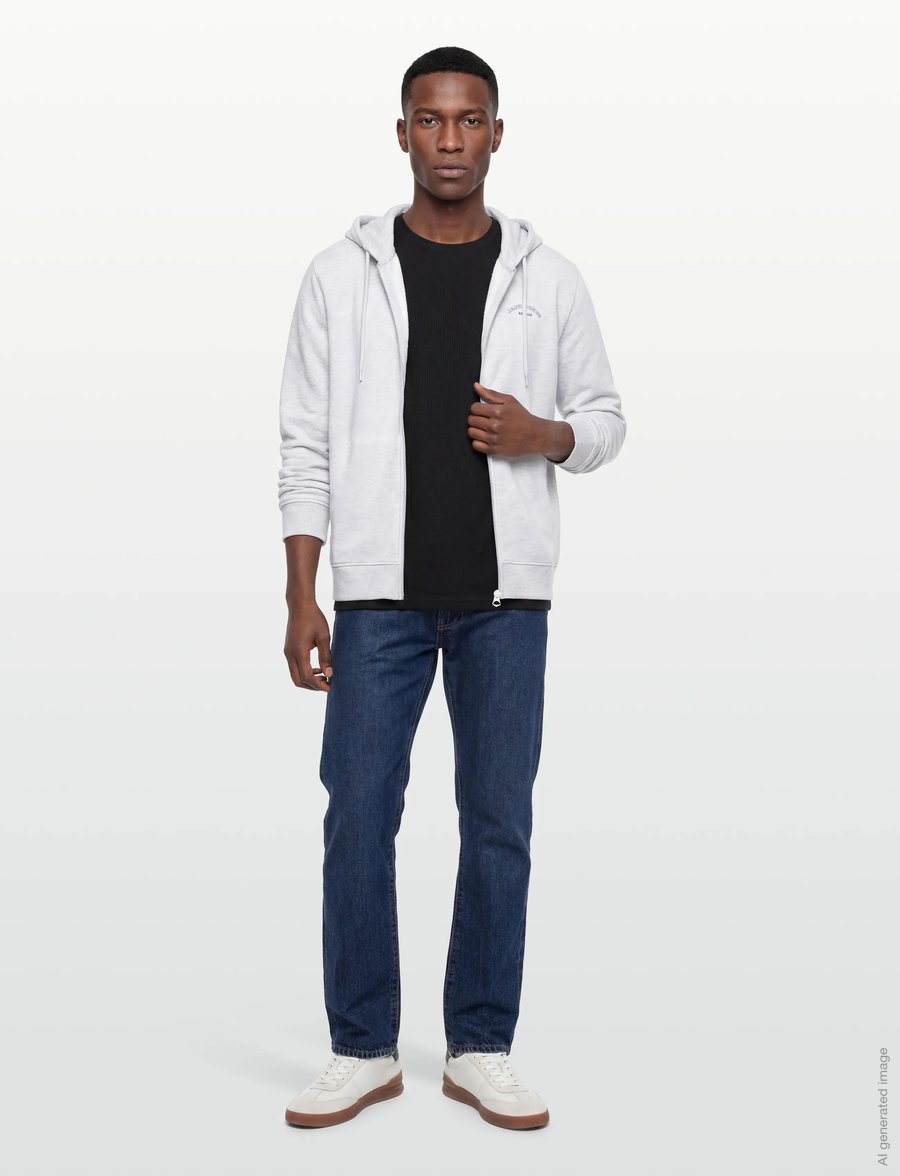 Jack & Jones - JJCOLLEGE LOGO SWEAT ZIP HOOD - hoodies - white melange - 0