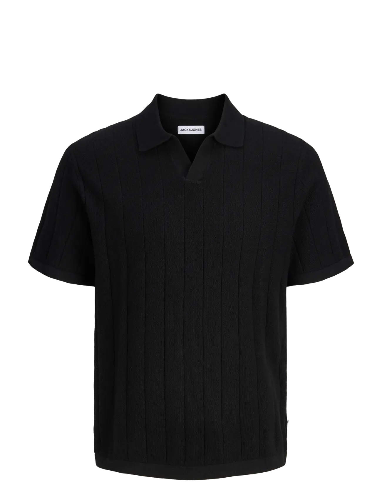 JACK & JONES Jjebradley Knit Split Neck Ss Sn Schwarz - S - Herren