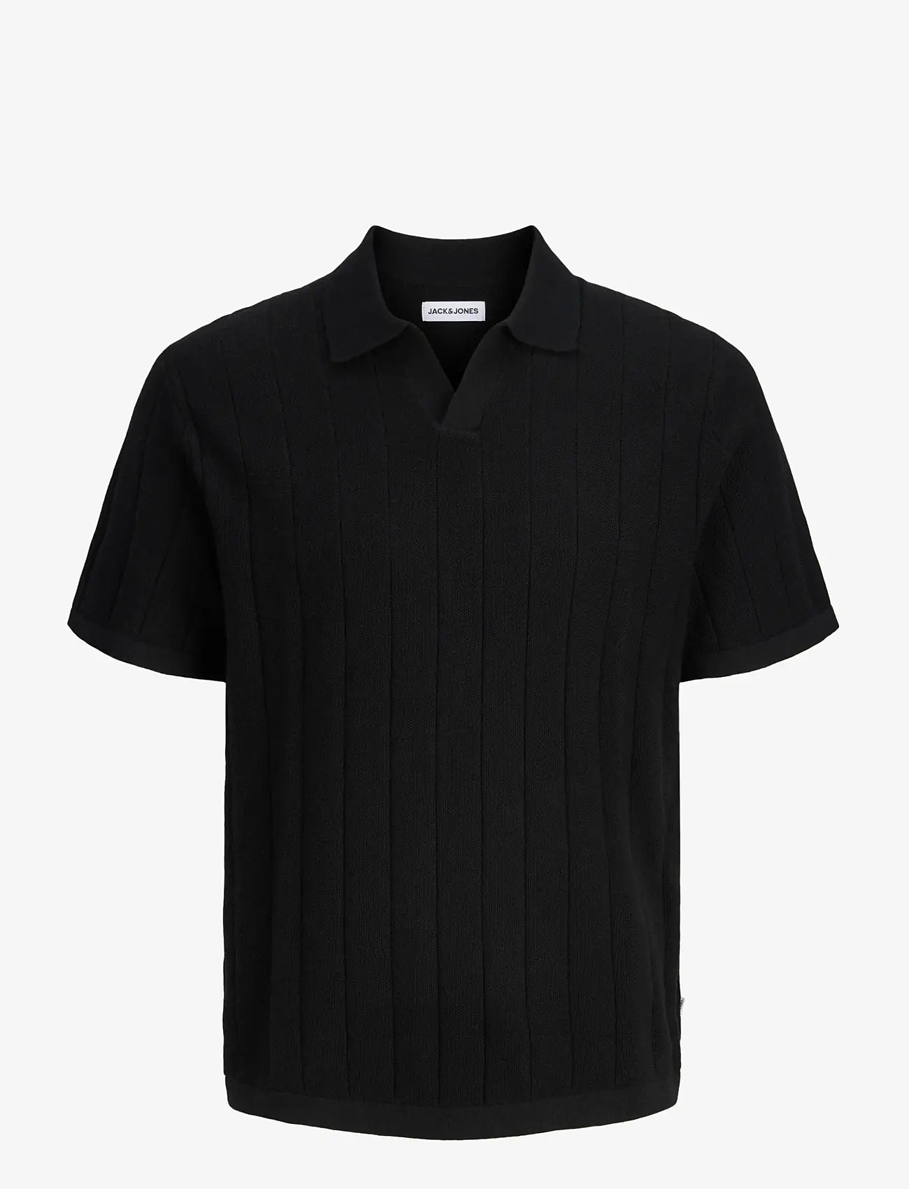 Jack & Jones - JJEBRADLEY KNIT SPLIT NECK SS SN - polostrik - black - 1