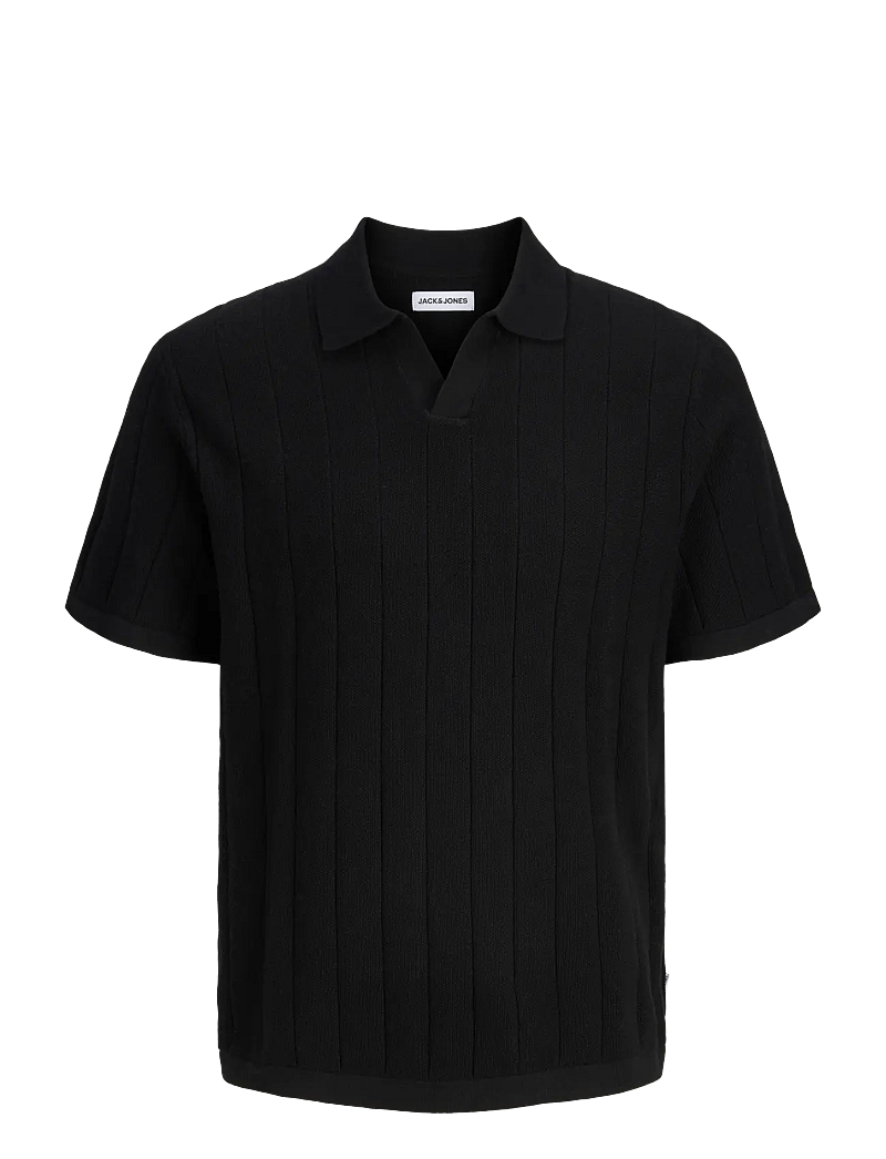 Jack & Jones - JJEBRADLEY KNIT SPLIT NECK SS SN - polostrik - black - 1