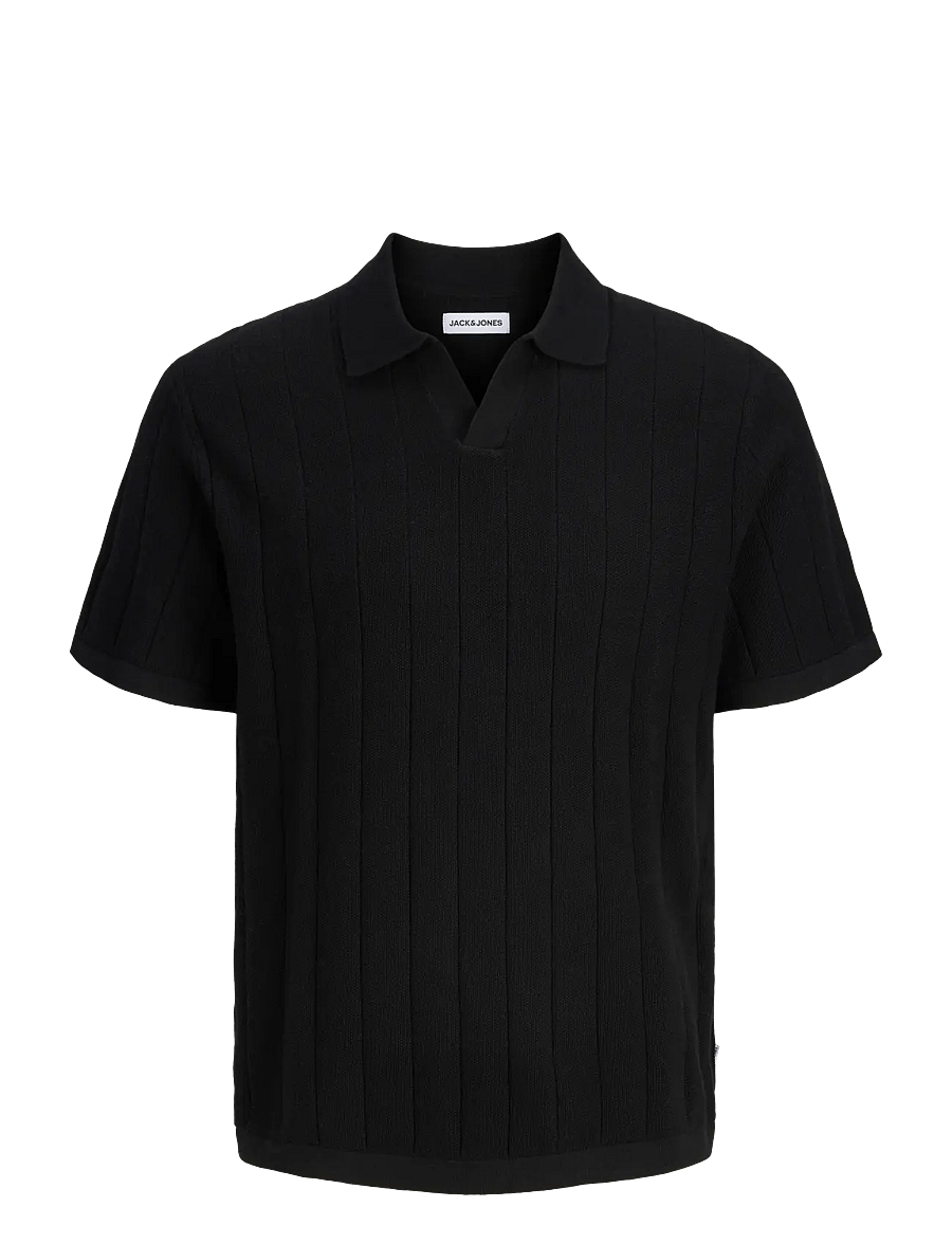 Jack & Jones - JJEBRADLEY KNIT SPLIT NECK SS SN - polostrik - black - 1
