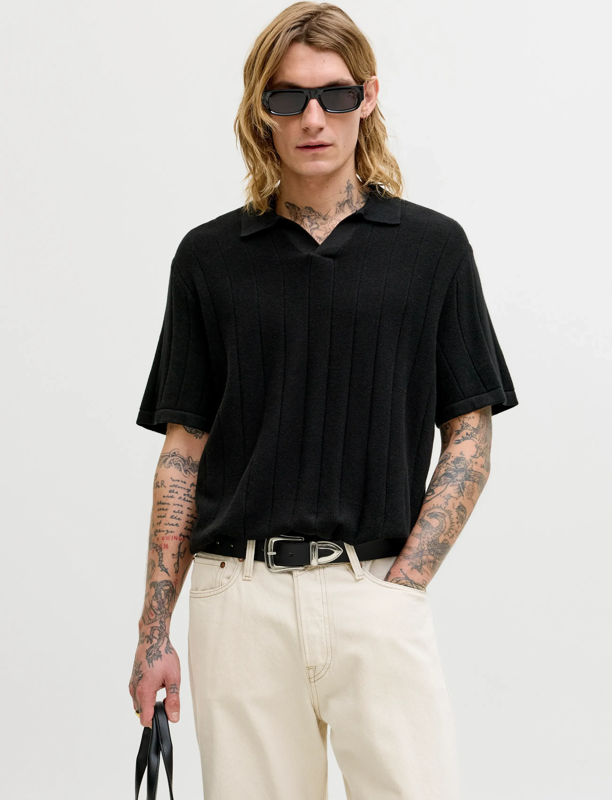 Jjebradley Knit Split Neck Ss Sn