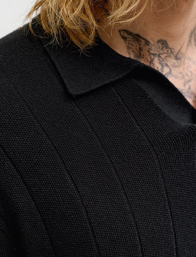 Jack & Jones - JJEBRADLEY KNIT SPLIT NECK SS SN - polostrik - black - 4