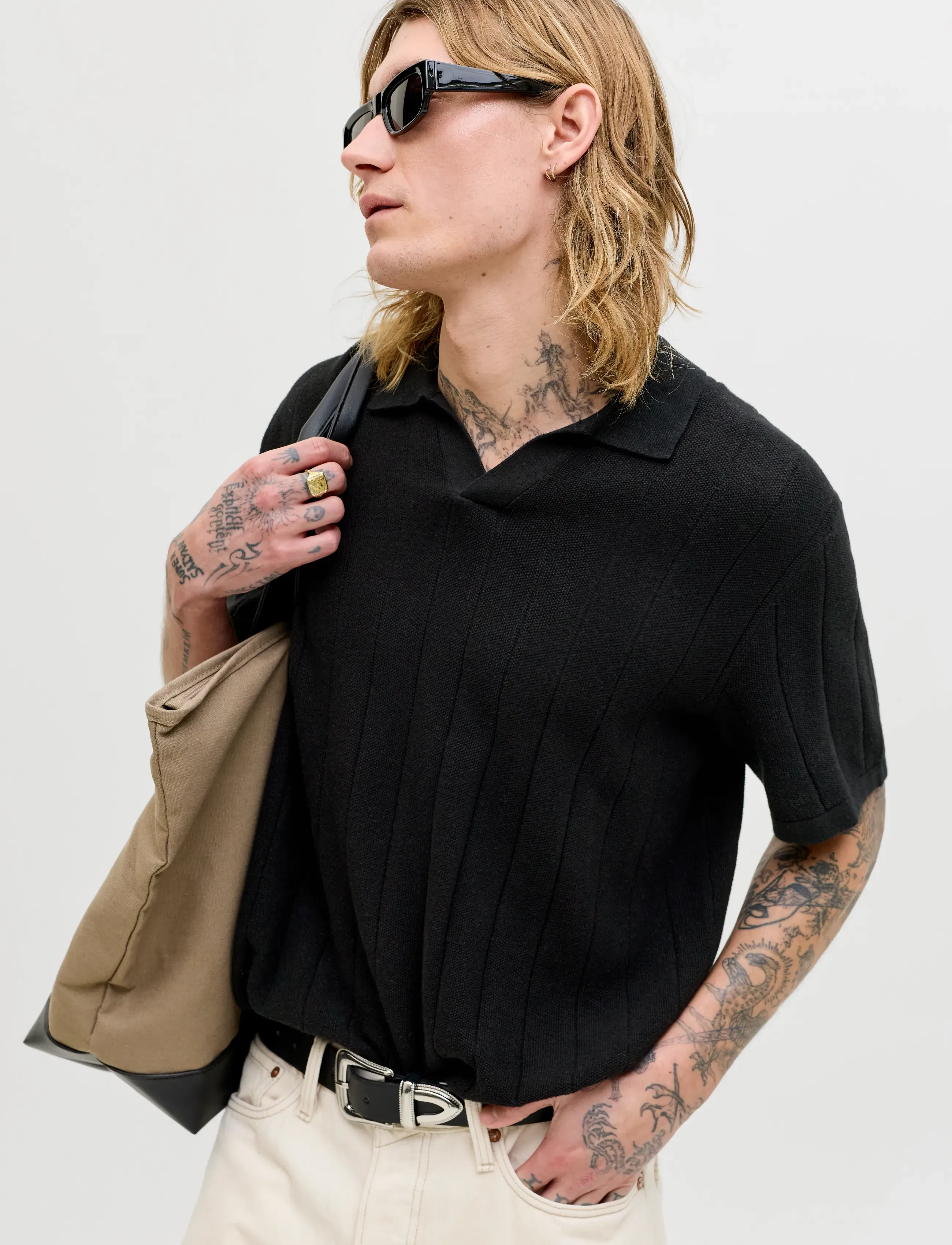 Jjebradley Knit Split Neck Ss Sn 5