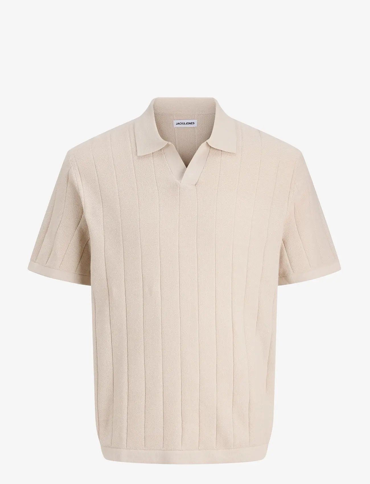 Jack & Jones - JJEBRADLEY KNIT SPLIT NECK SS SN - knitted polos - moonbeam - 1