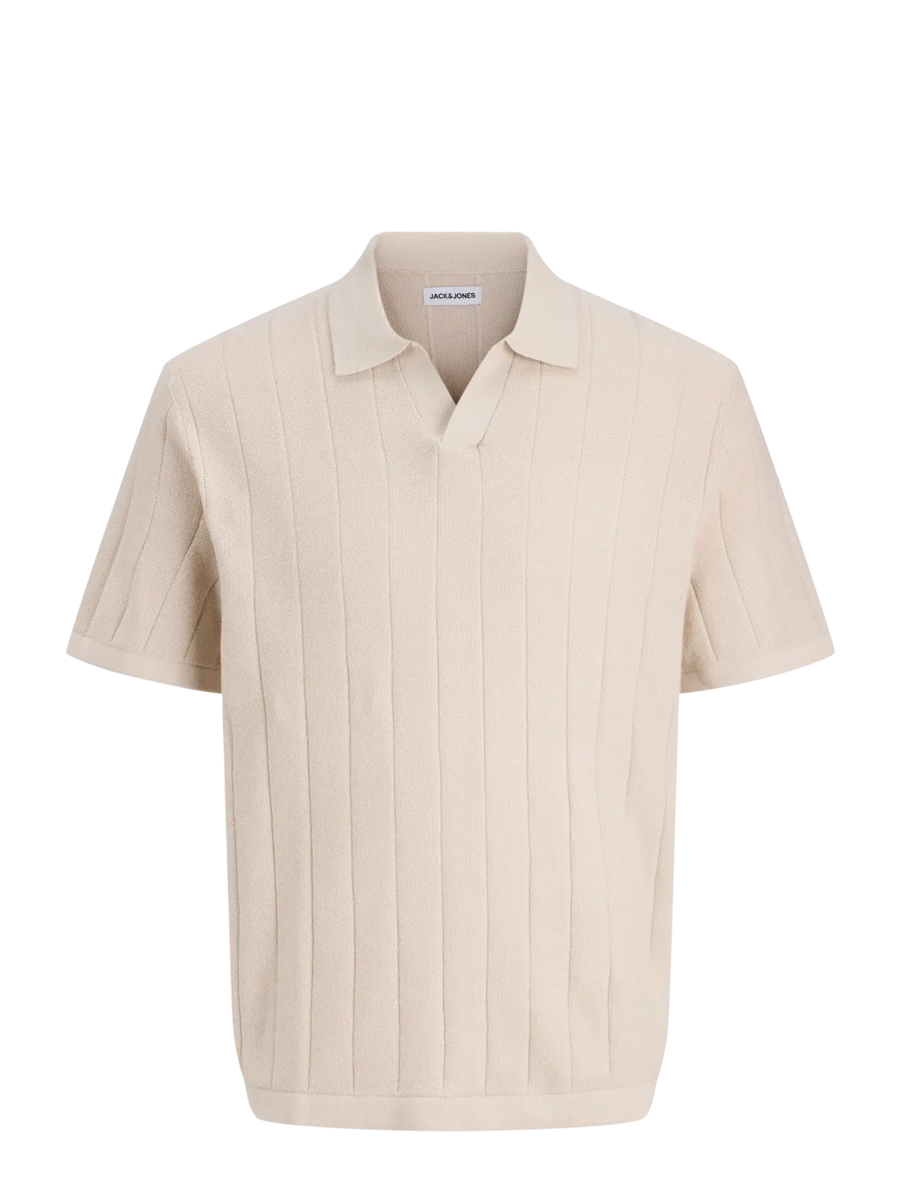 Jack & Jones JJEBRADLEY KNIT SPLIT NECK SS SN - Jack & Jones - MOONBEAM / cream