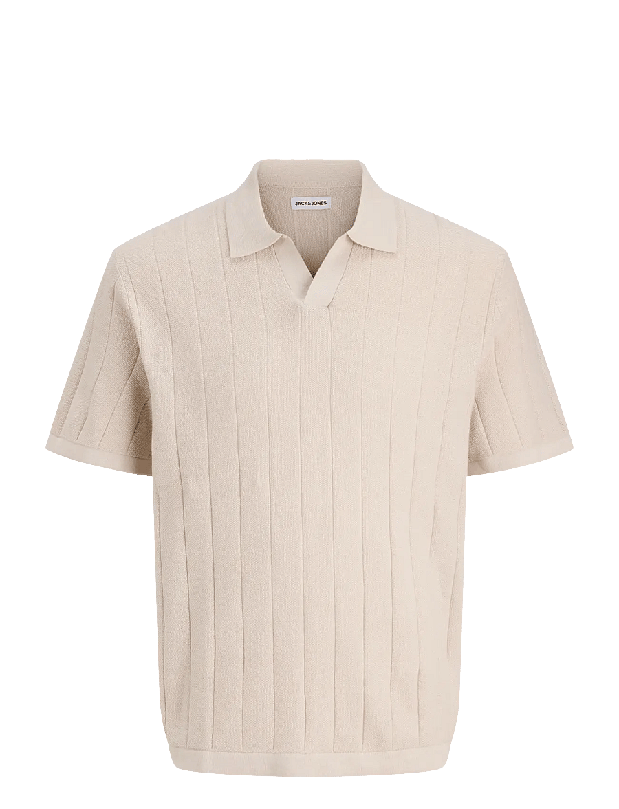 Jack & Jones - JJEBRADLEY KNIT SPLIT NECK SS SN - gestrickte polohemden - moonbeam - 1