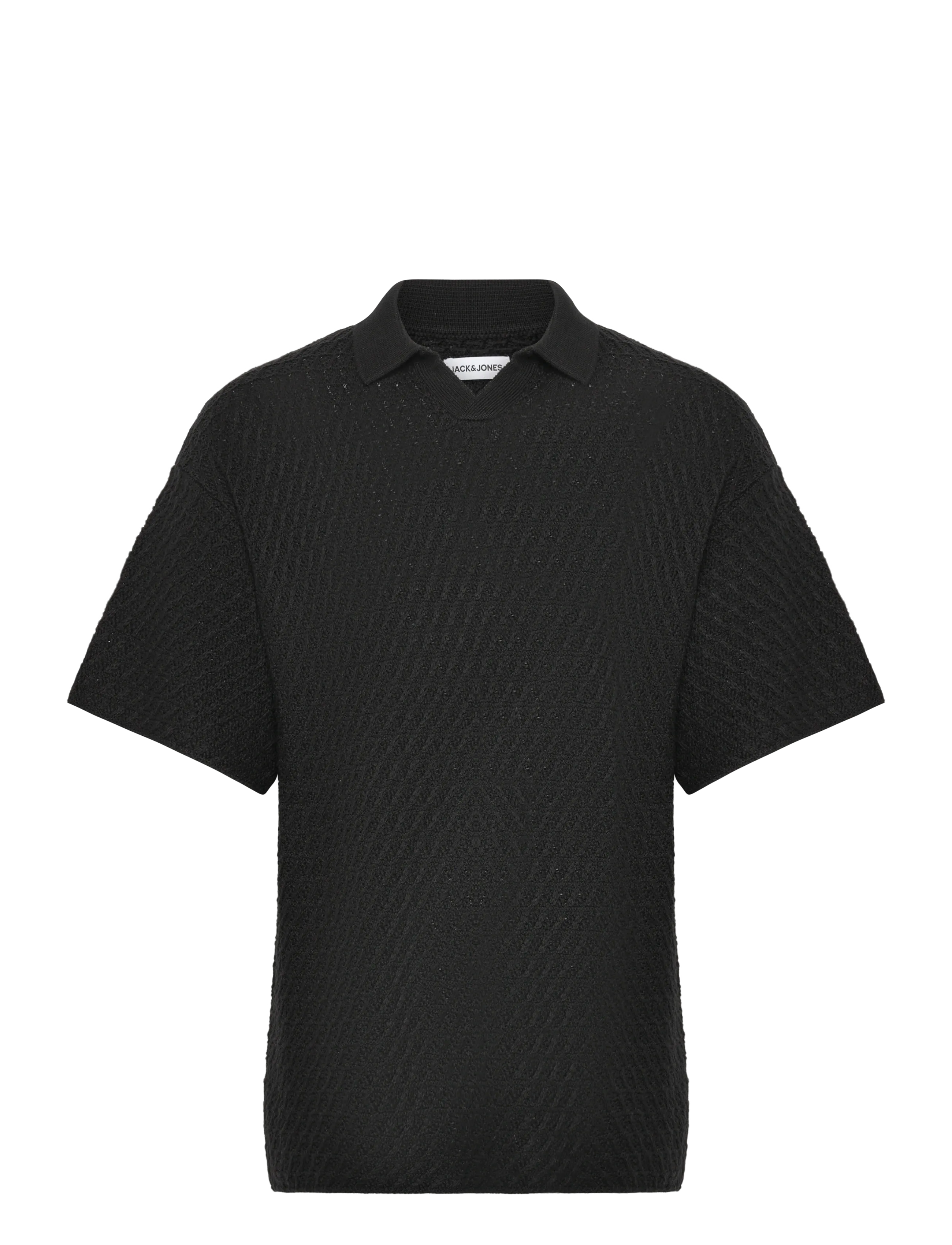 Jack & Jones JJHUDSON KNIT SPLIT NECK - Kudumid - BLACK / black