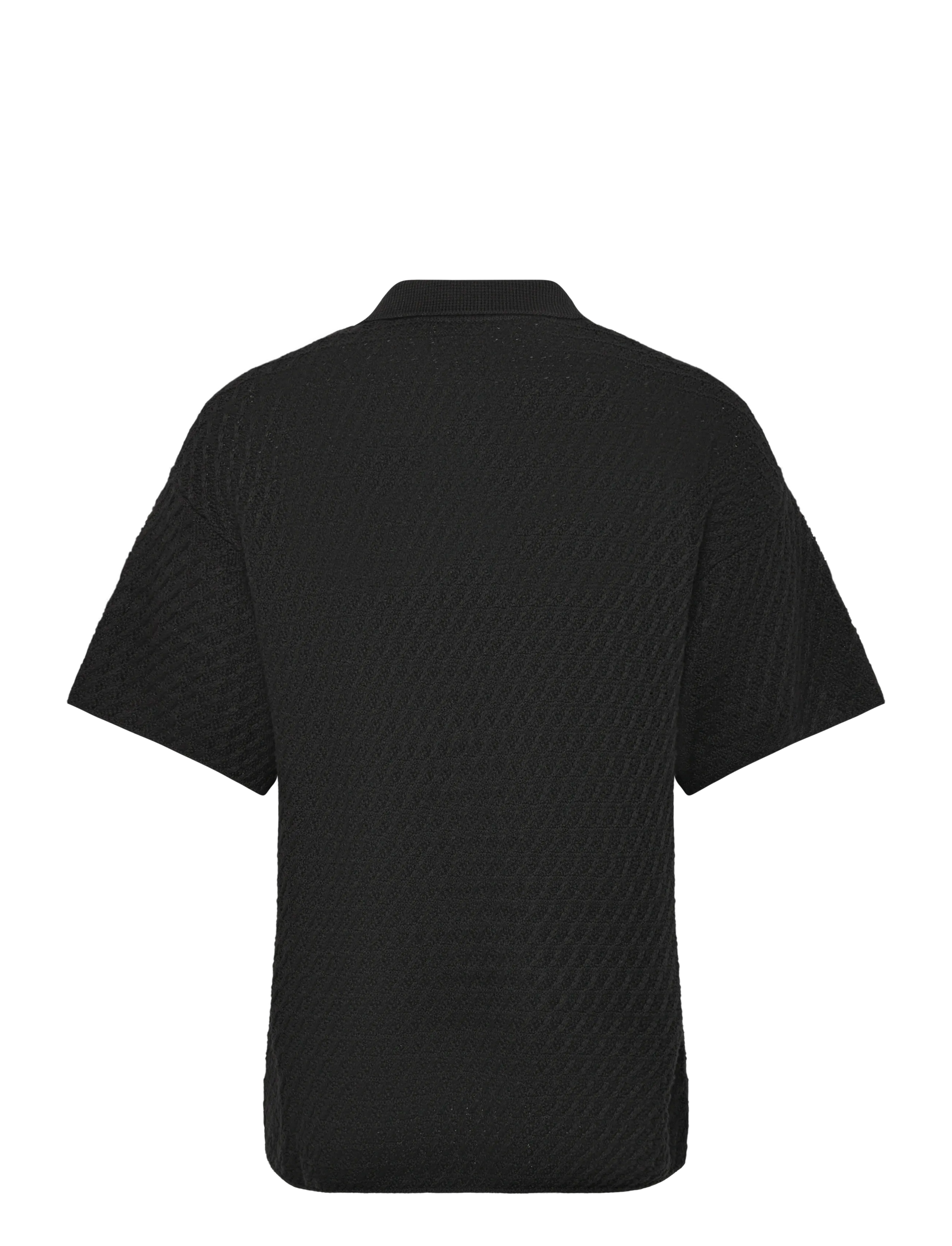 Jack & Jones - JJHUDSON KNIT SPLIT NECK - kootud polosärgid - black - 1