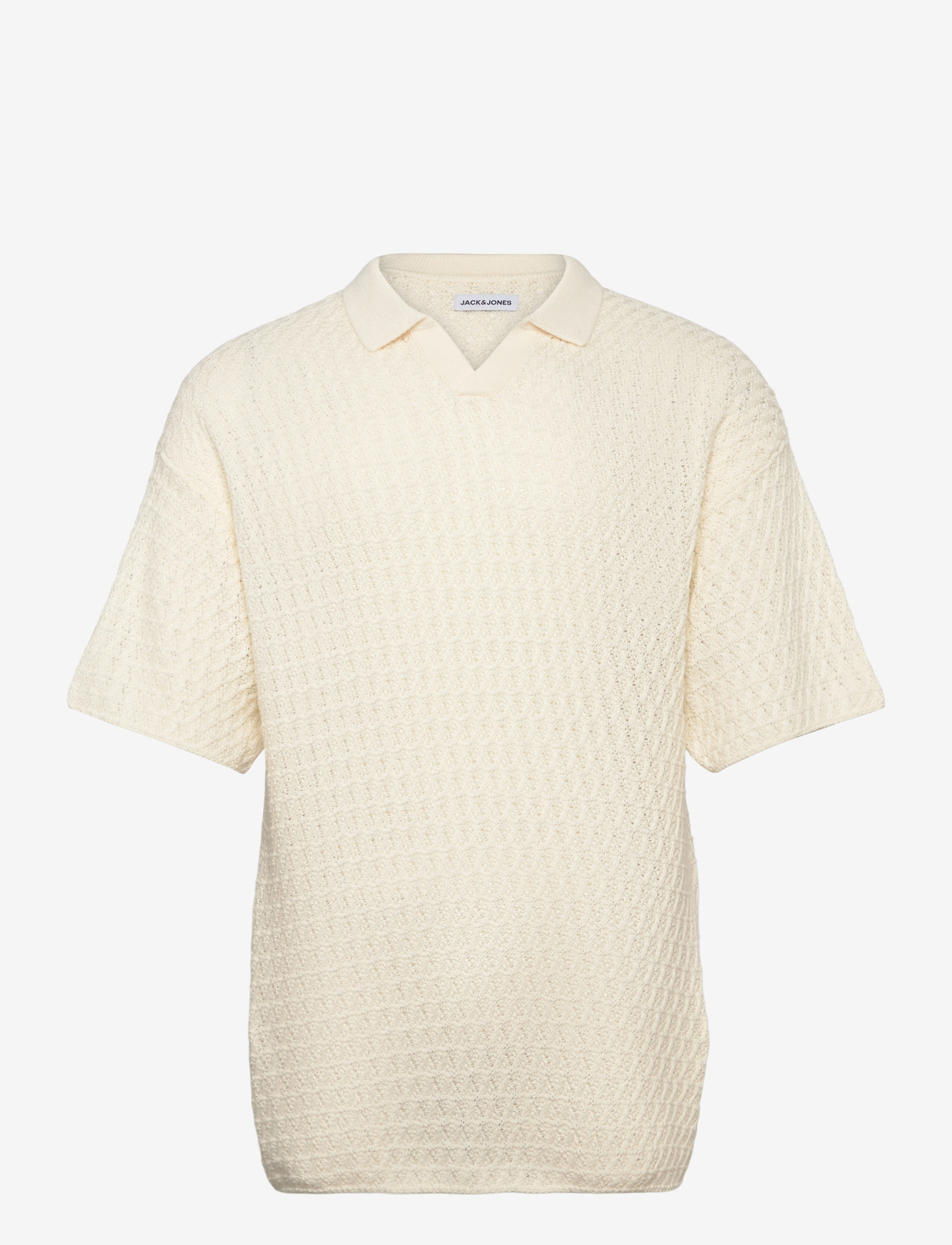 Jack & Jones - JJHUDSON KNIT SPLIT NECK - laveste priser - cloud dancer - 0