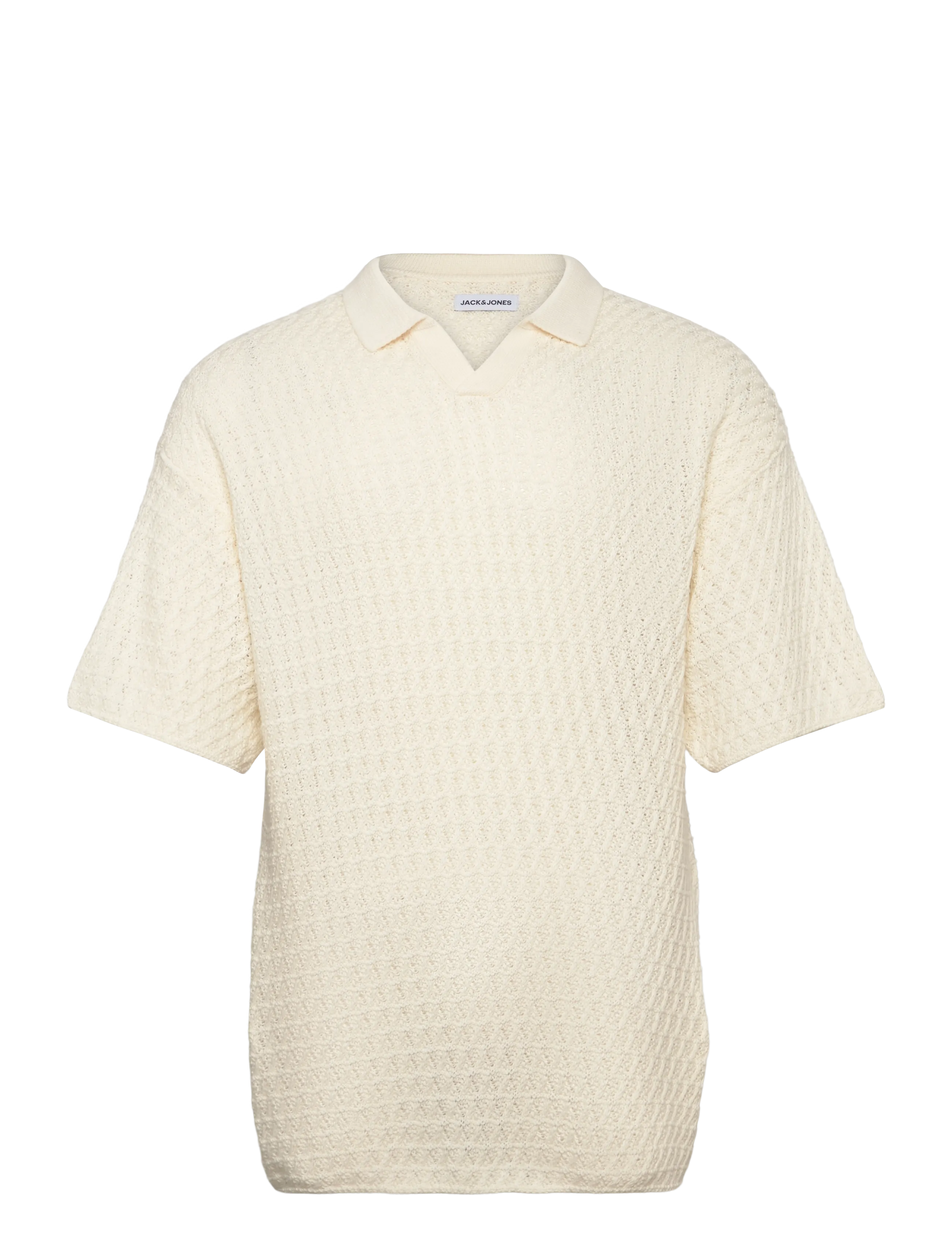 Jack & Jones JJHUDSON KNIT SPLIT NECK - Short sleeve knitted polos - CLOUD DANCER / cream