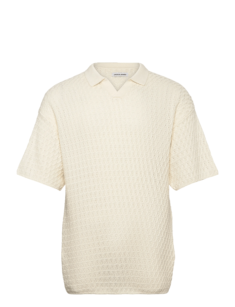 Jack & Jones - JJHUDSON KNIT SPLIT NECK - polostrik - cloud dancer - 1