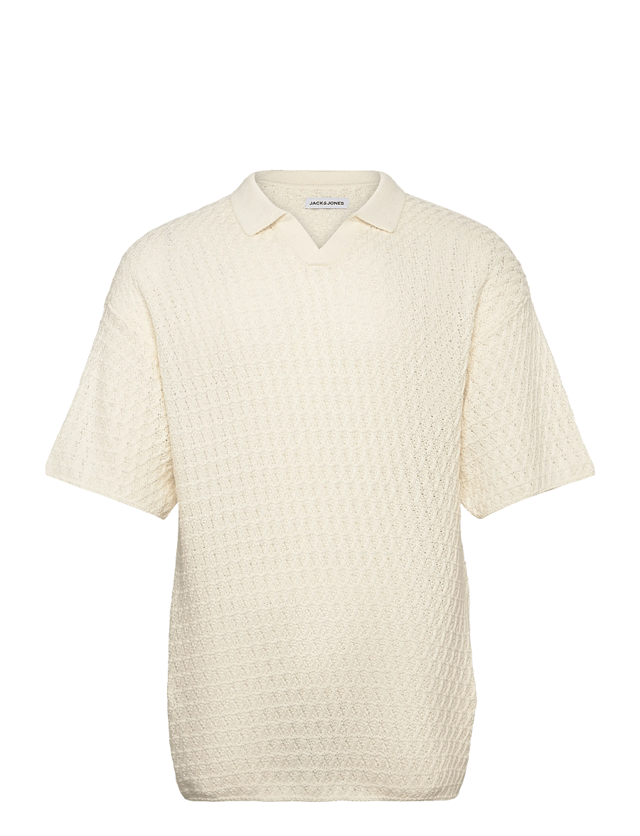 Jack & Jones - JJHUDSON KNIT SPLIT NECK - gestrickte polohemden - cloud dancer - 1