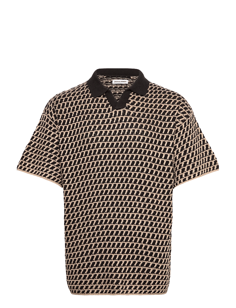 Jack & Jones - JJHUDSON KNIT SPLIT NECK - gestrickte polohemden - string - 0