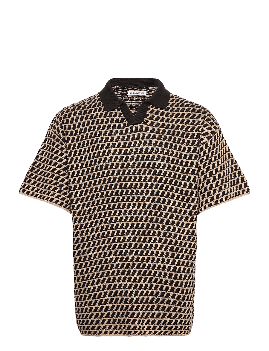 Jack & Jones - JJHUDSON KNIT SPLIT NECK - kootud polosärgid - string - 0