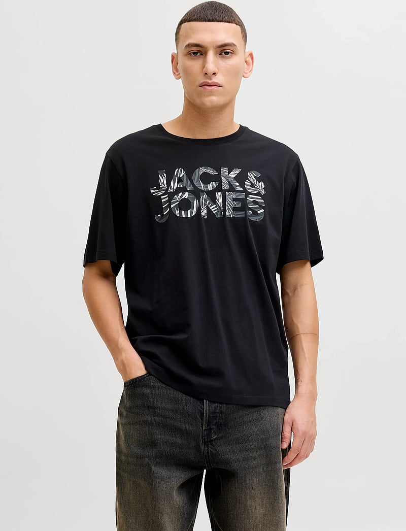 Jack & Jones - JJEJEFF LOGO TEE SS SN - short-sleeved t-shirts - black - 0