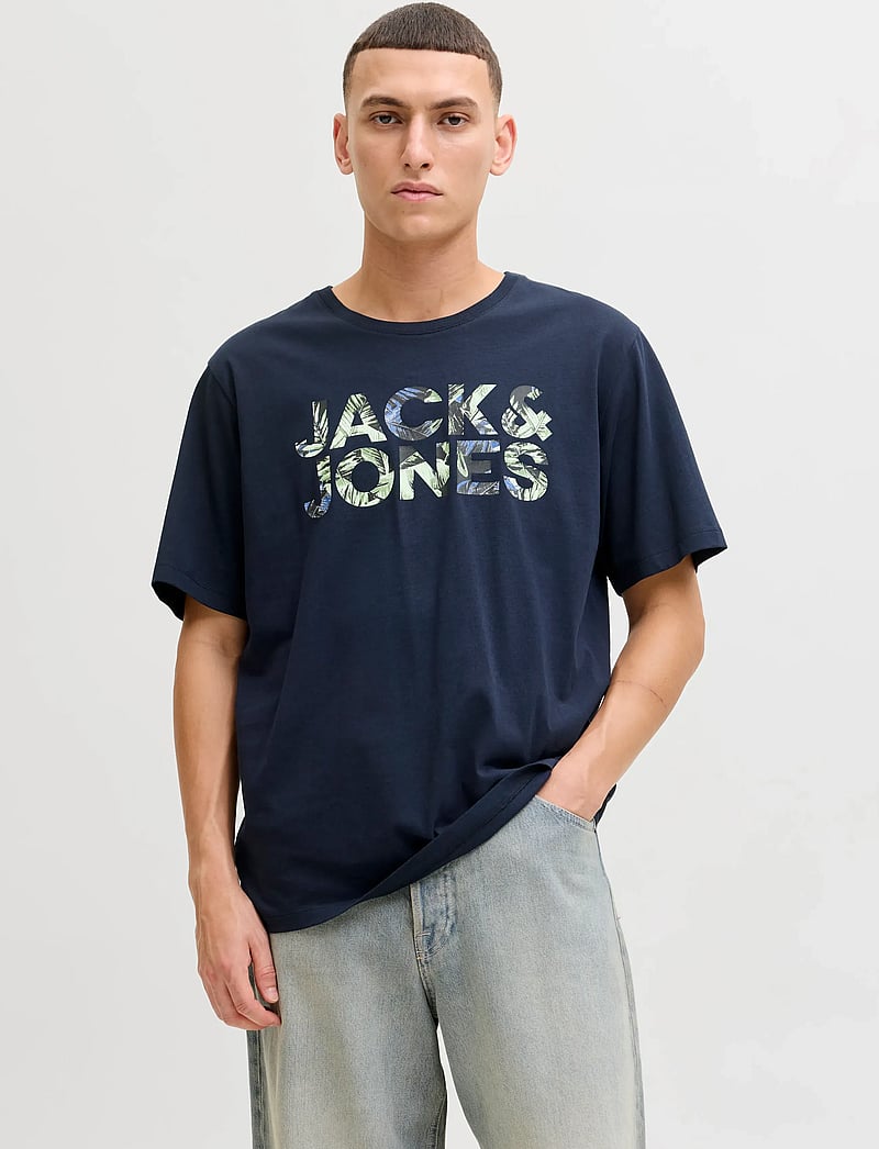 Jack & Jones - JJEJEFF LOGO TEE SS SN - short-sleeved t-shirts - sky captain - 0