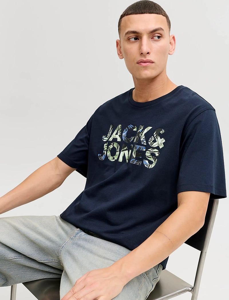 Jack & Jones - JJEJEFF LOGO TEE SS SN - short-sleeved t-shirts - sky captain - 5