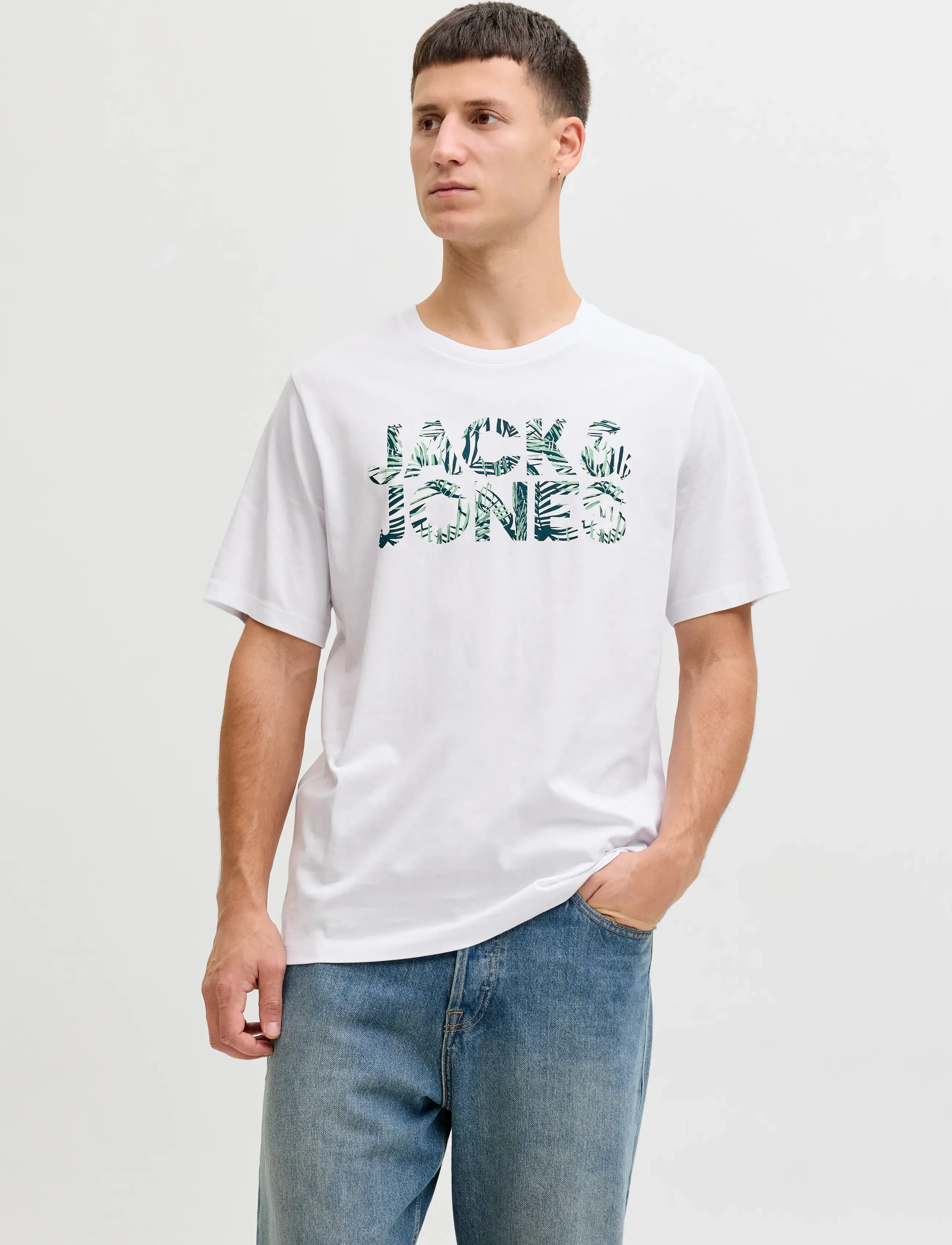 Jack & Jones JJEJEFF LOGO TEE SS SN - Short-sleeved t-shirts - WHITE / white