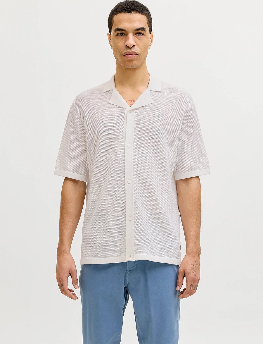 Jack & Jones - JJCHRIS KNIT RESORT SS - stickade pikéer - cloud dancer - 0