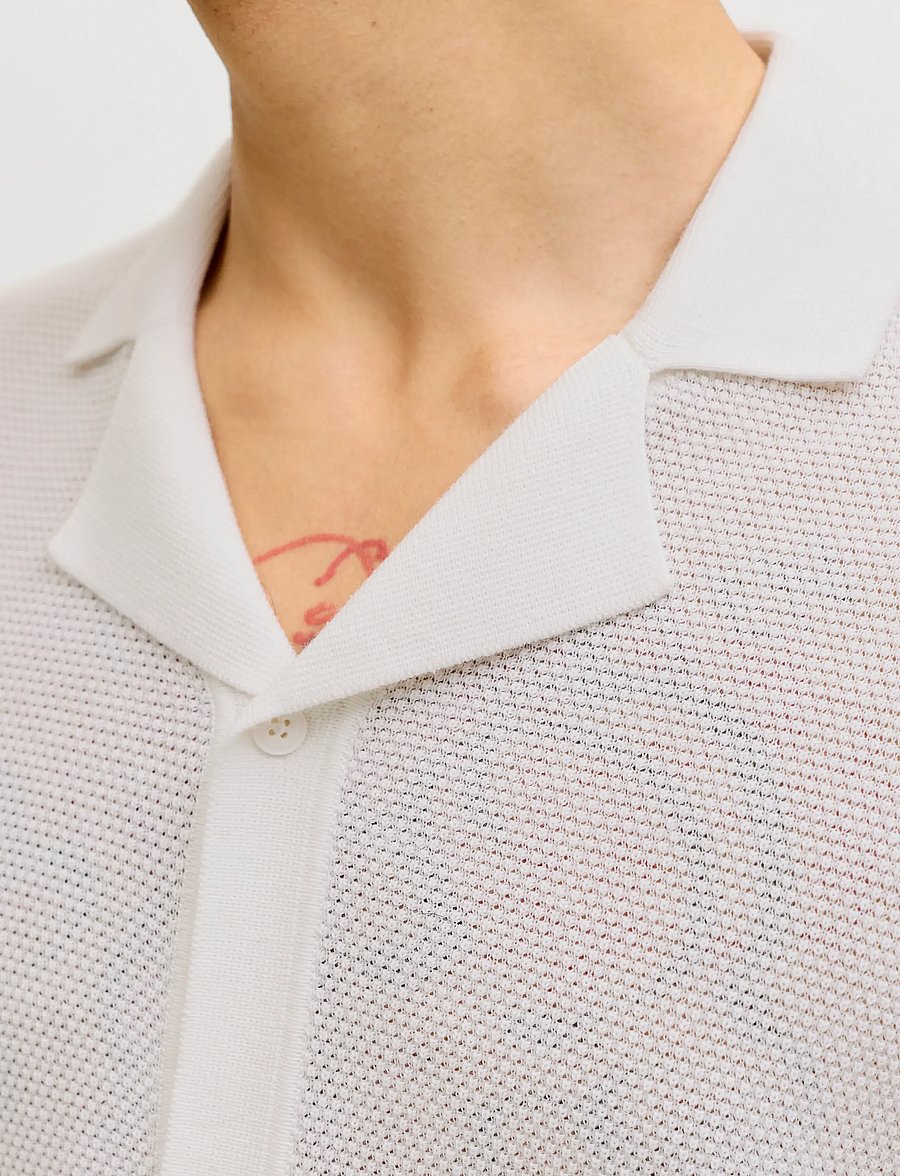 Jack & Jones - JJCHRIS KNIT RESORT SS - stickade pikéer - cloud dancer - 5