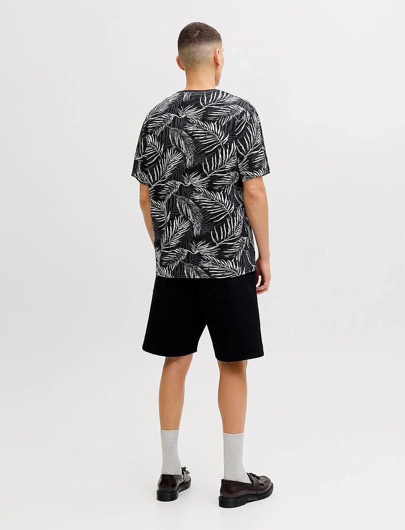 Jack & Jones - JJJEFF AOP TEE SS CREW NECK - lühikeste varrukatega t-särgid - black - 2