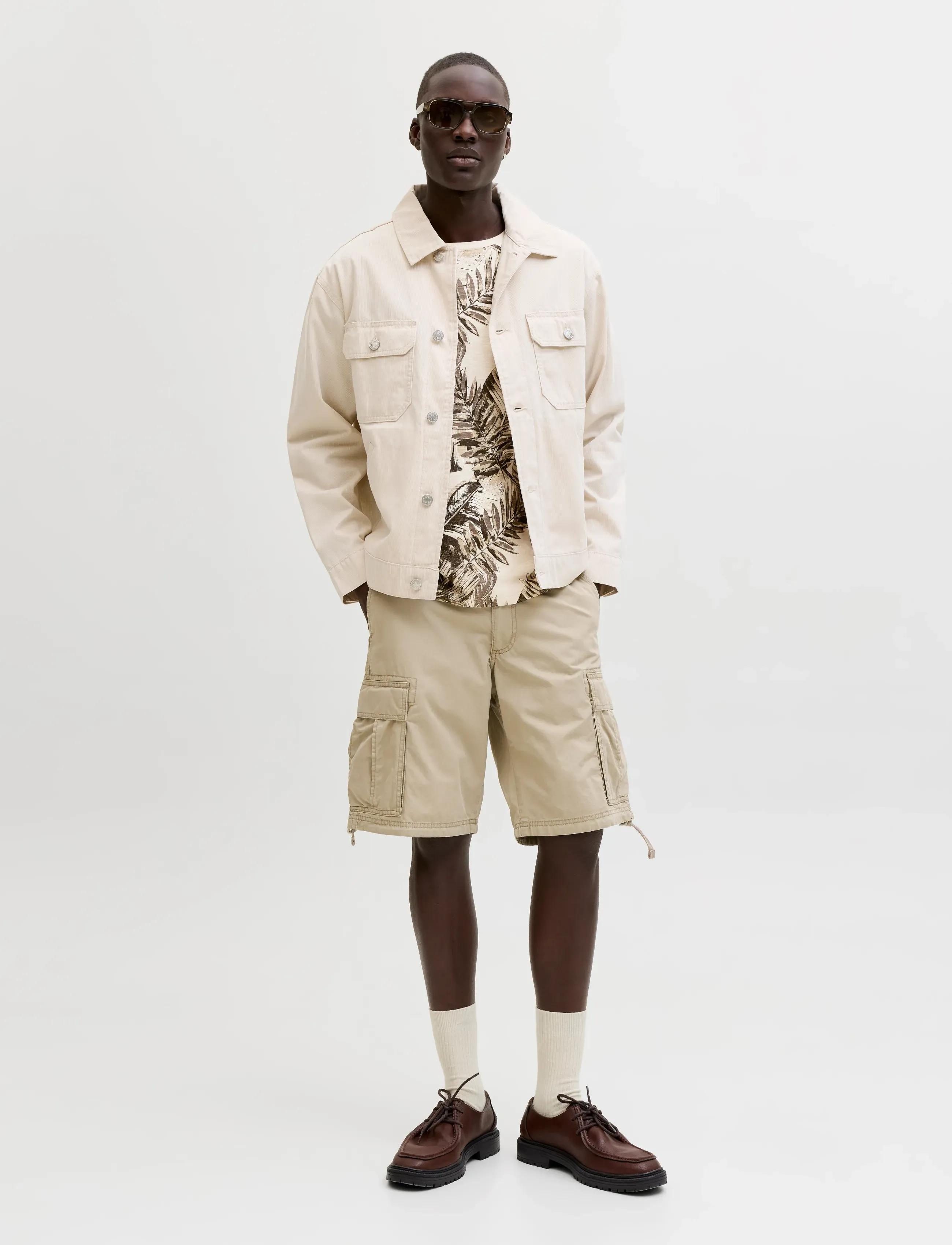 Jack & Jones - JJJEFF AOP TEE SS CREW NECK - short-sleeved t-shirts - moonbeam - 3