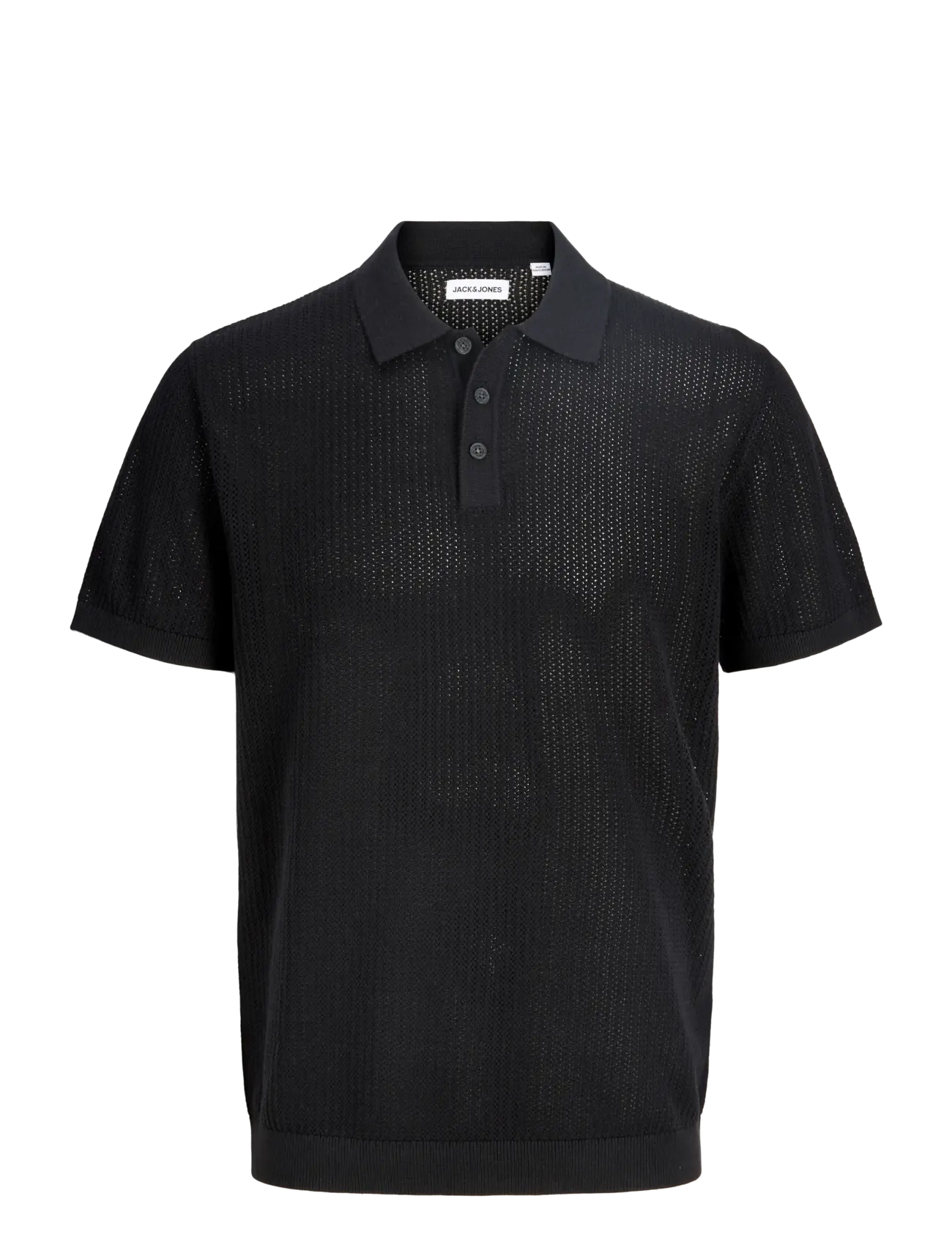 Jack & Jones - JJJESS KNIT POLO SS - gestrickte polohemden - black - 1