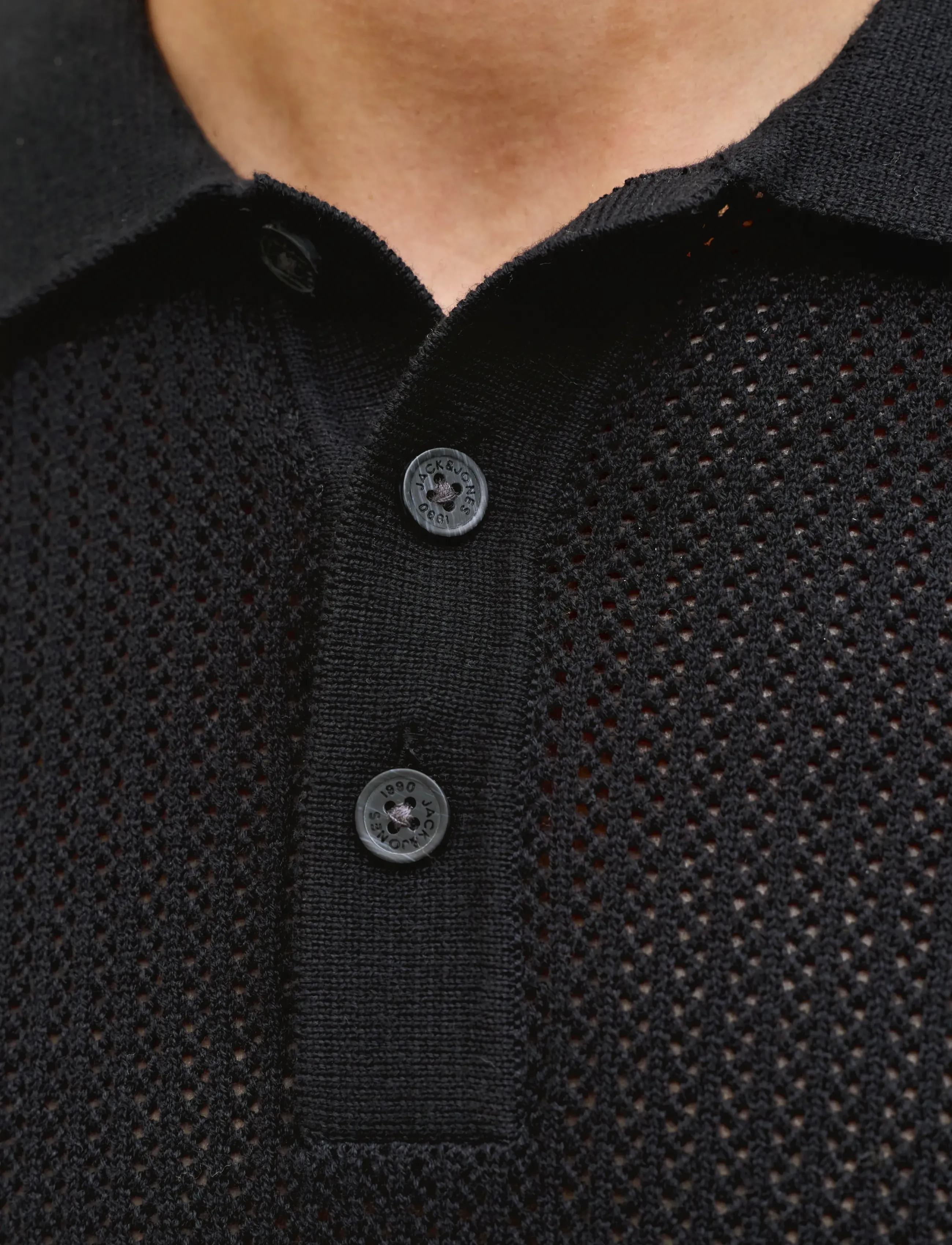 Jack & Jones - JJJESS KNIT POLO SS - gestrickte polohemden - black - 5