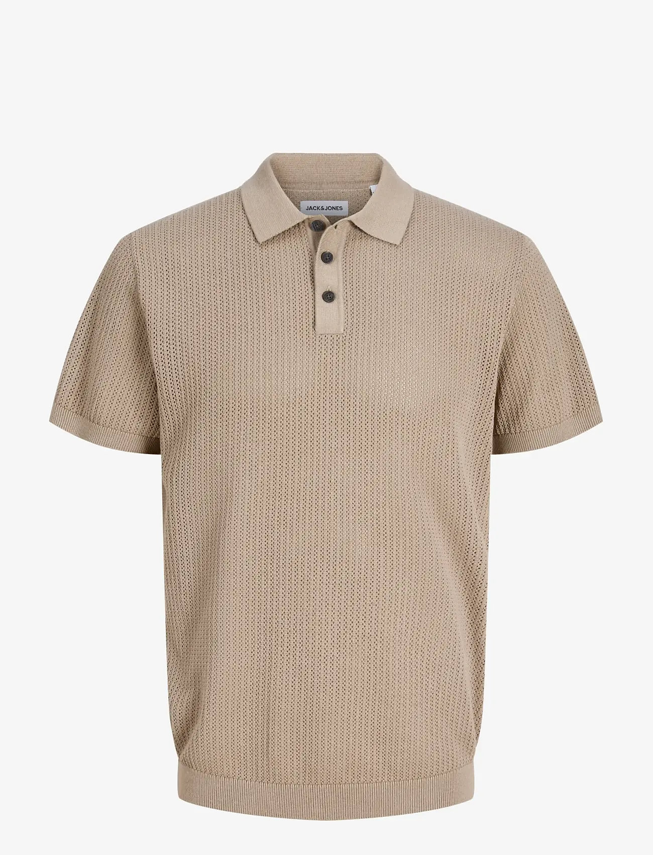 Jack & Jones - JJJESS KNIT POLO SS - gestrickte polohemden - string - 1