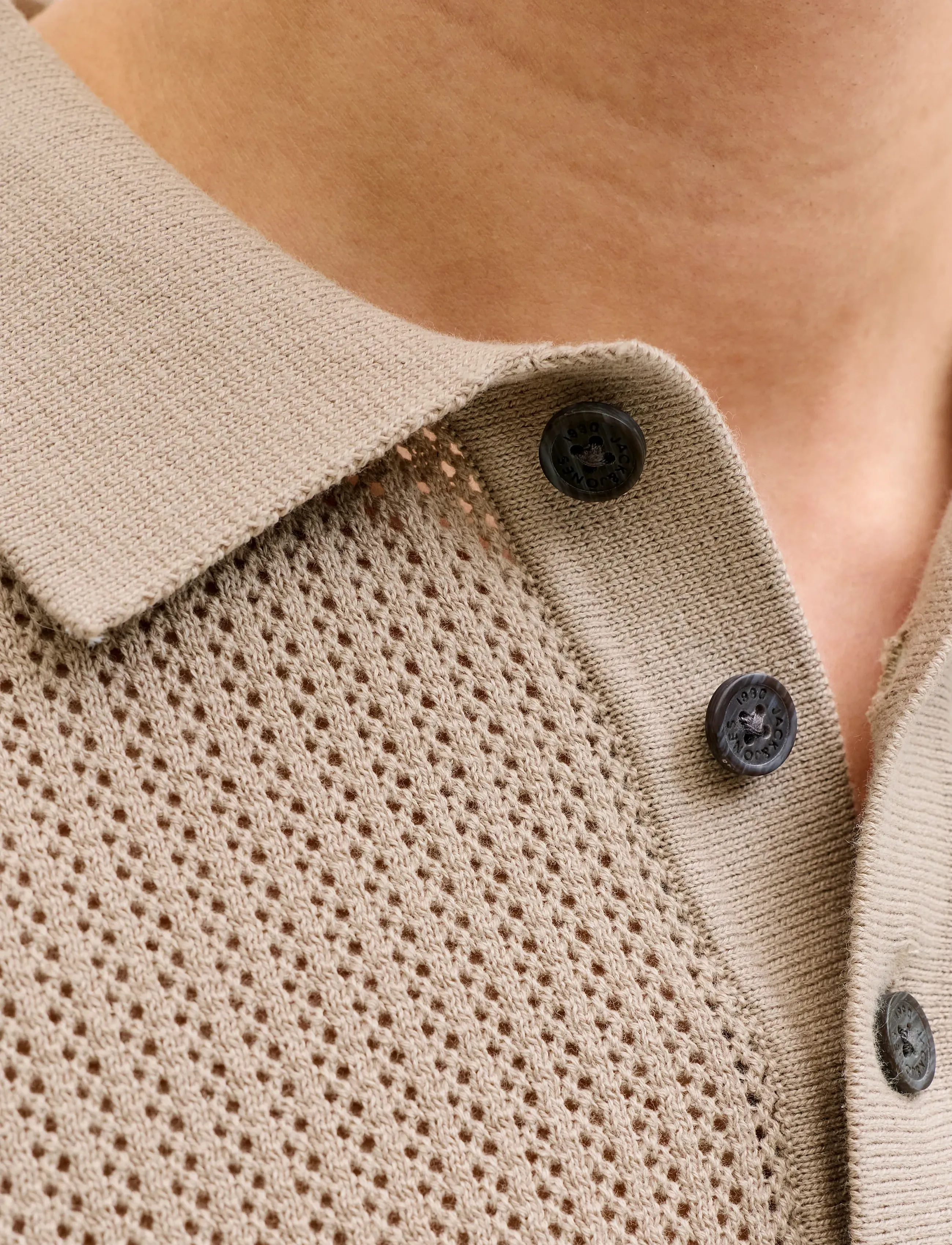 Jack & Jones - JJJESS KNIT POLO SS - stickade pikéer - string - 5