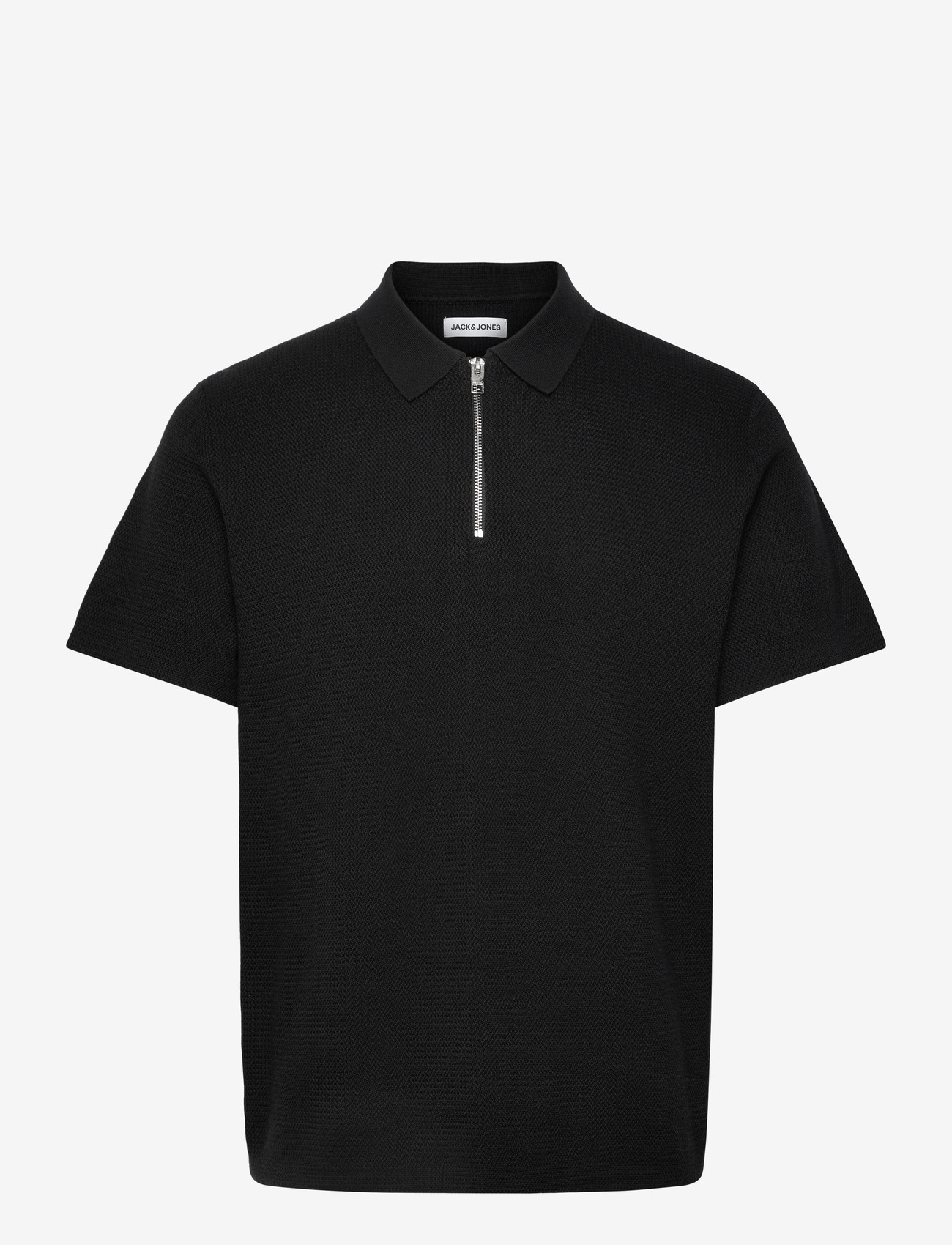 Jack & Jones - JJMAX KNIT ZIP POLO SS - knitted polos - black - 1