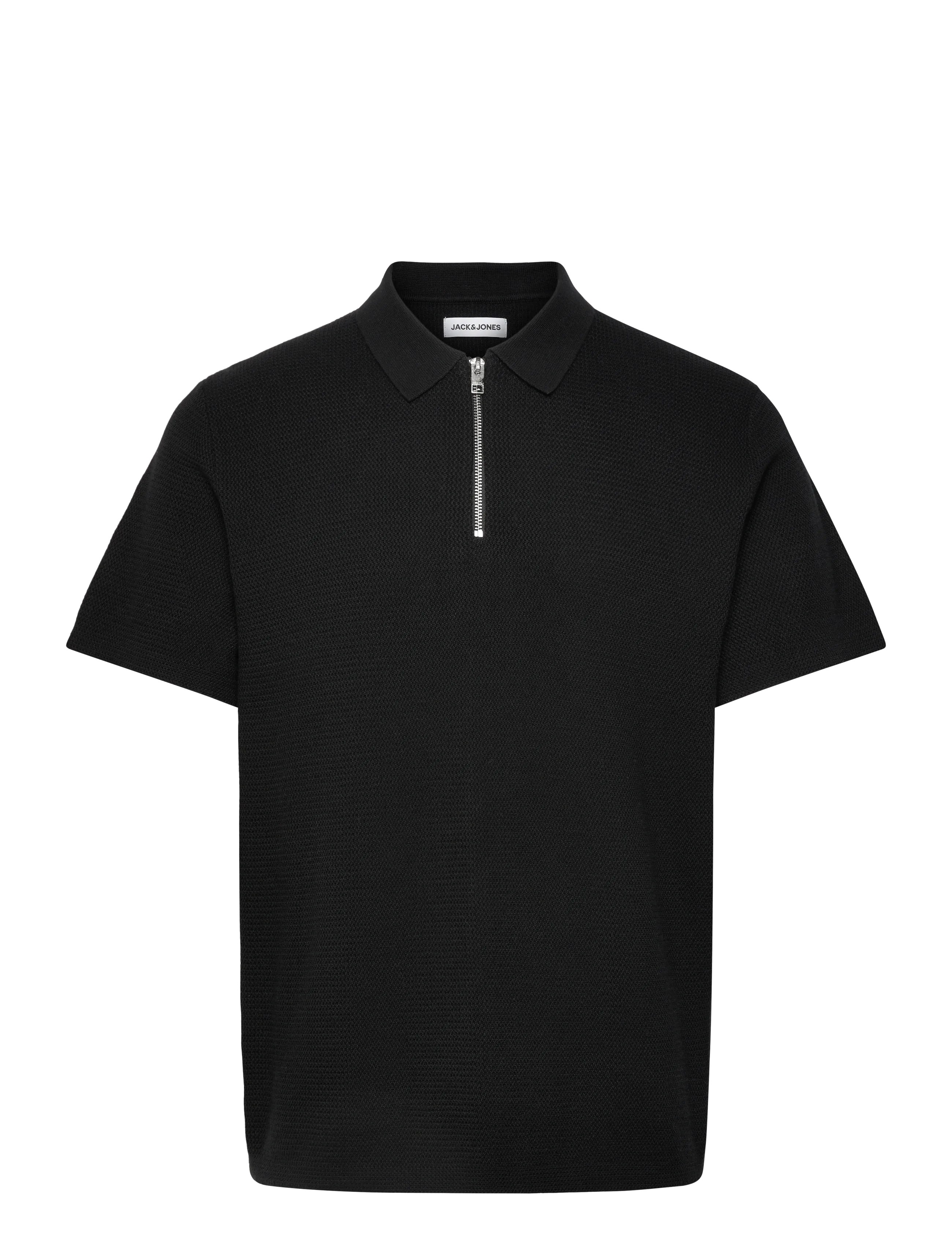 Jack & Jones JJMAX KNIT ZIP POLO SS - Pikéer - BLACK / black