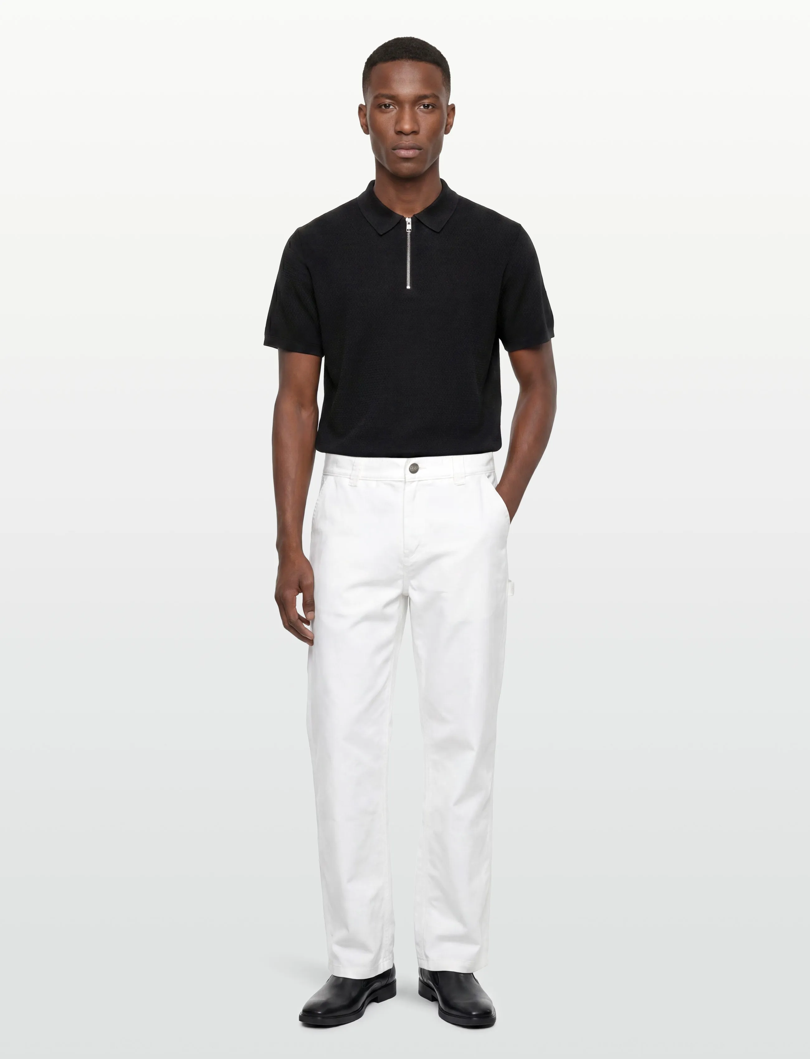 Jack & Jones Jjmax Knit Zip Polo Ss, Mænd, Strikket Lynlås Polo, Sort, Str: S