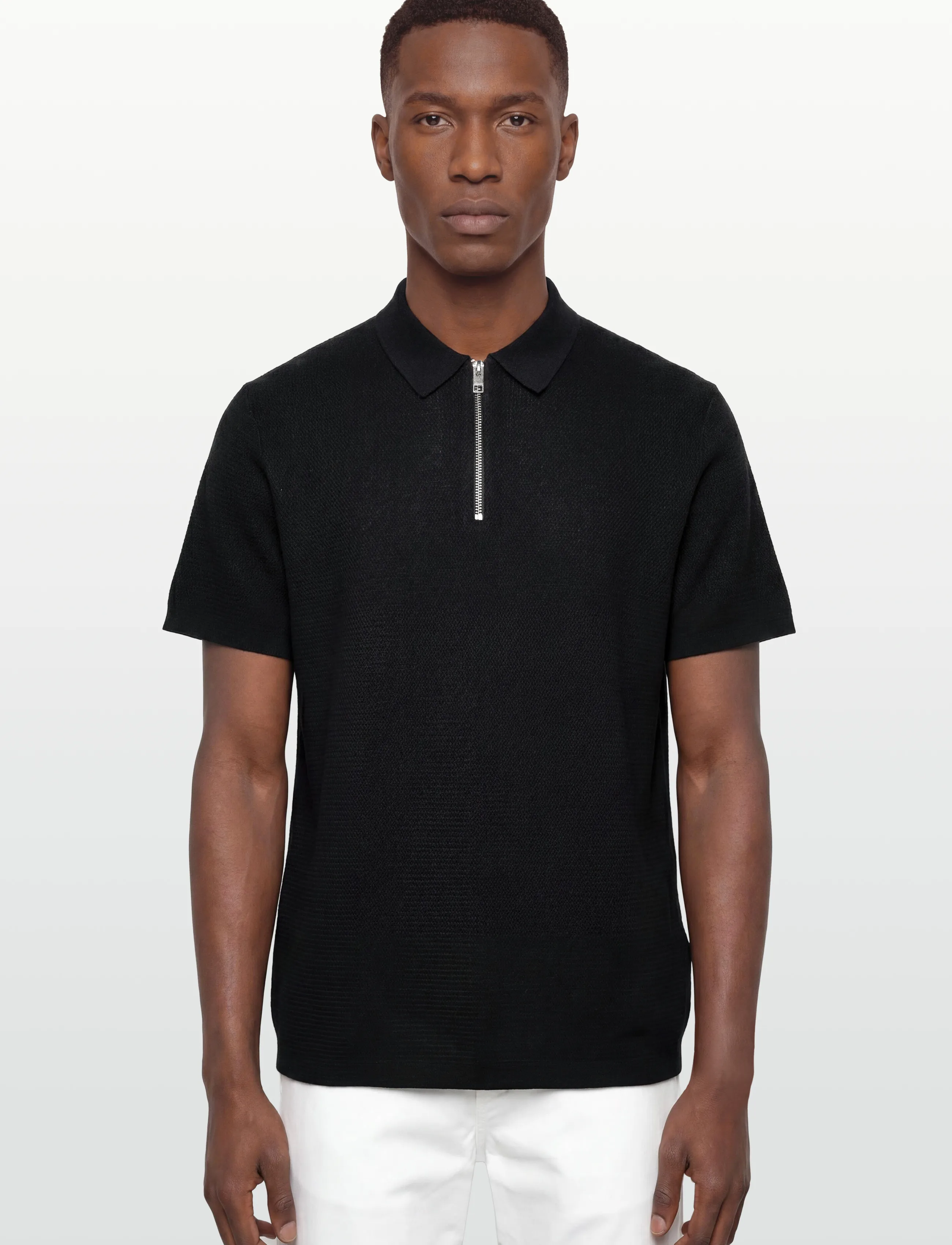 Jack & Jones - JJMAX KNIT ZIP POLO SS - gestrickte polohemden - black - 3