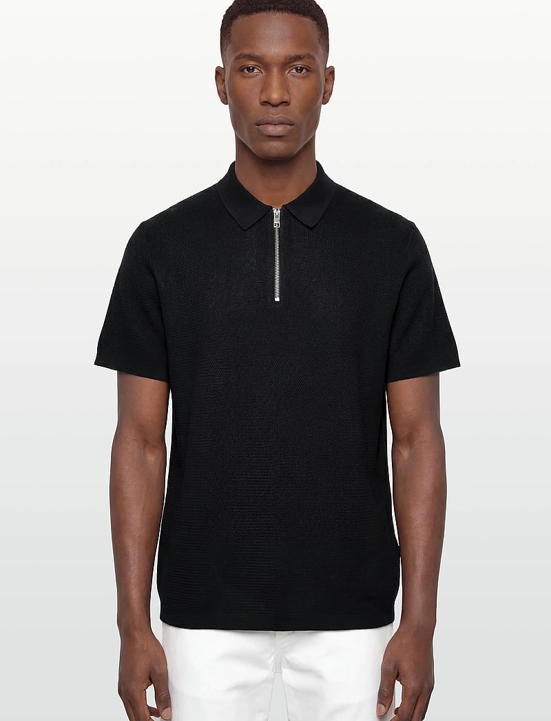 Jack & Jones - JJMAX KNIT ZIP POLO SS - gestrickte polohemden - black - 3