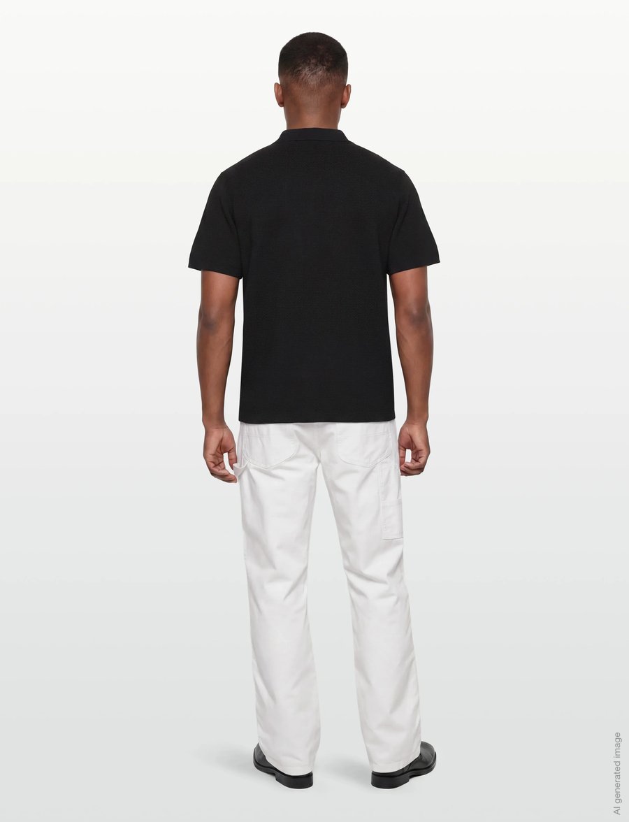 Jack & Jones - JJMAX KNIT ZIP POLO SS - gestrickte polohemden - black - 4