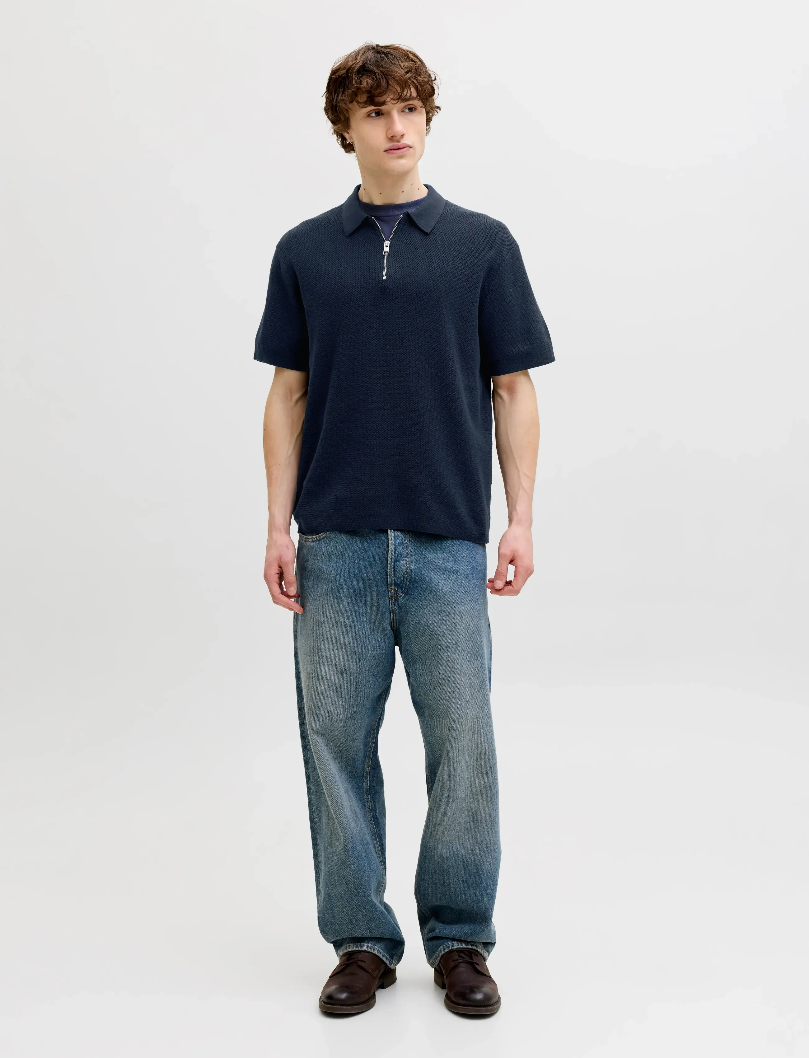 Jack & Jones - JJMAX KNIT ZIP POLO SS - prjónaðir pólóbolir - navy blazer - 4