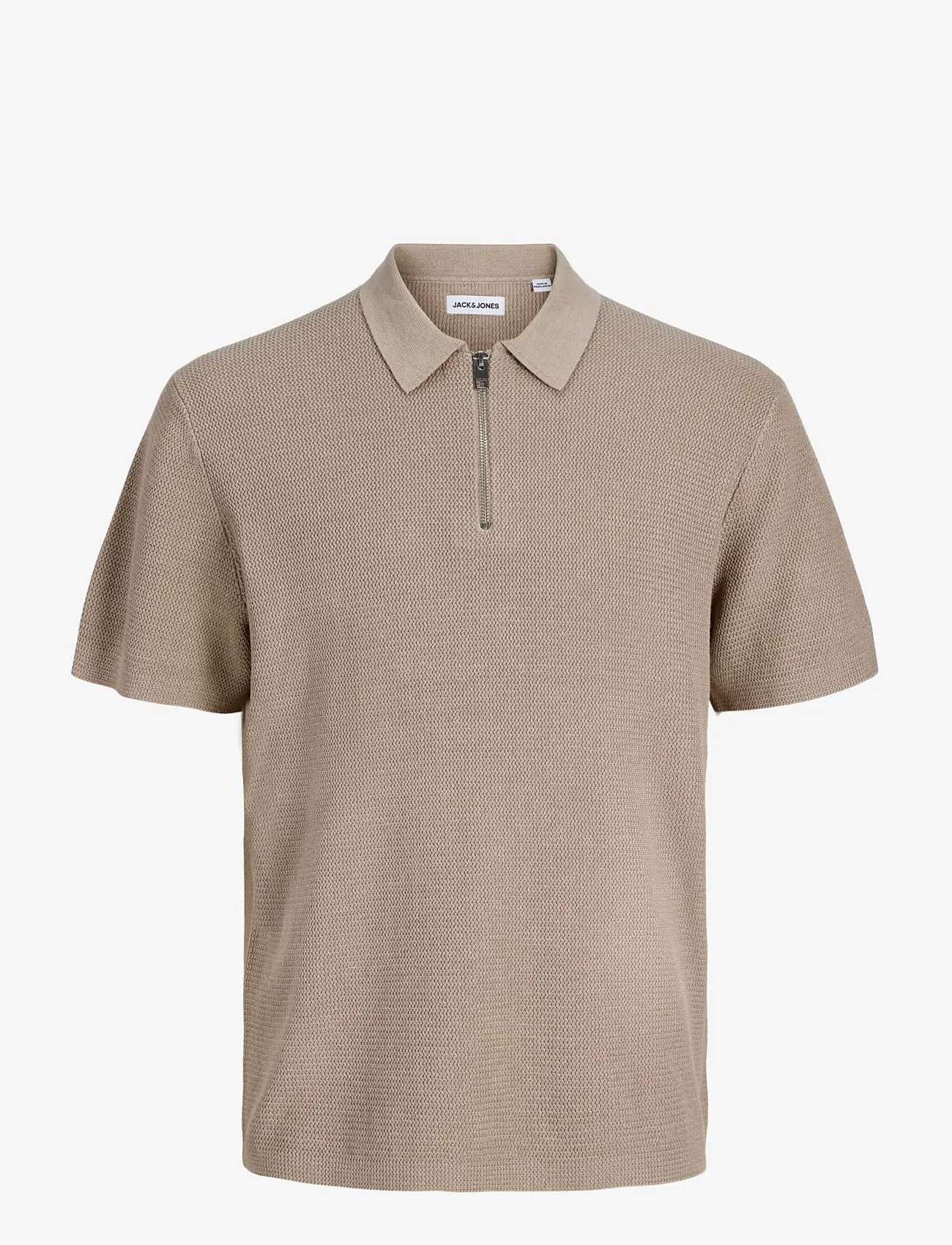 Jack & Jones - JJMAX KNIT ZIP POLO SS - stickade pikéer - string - 1