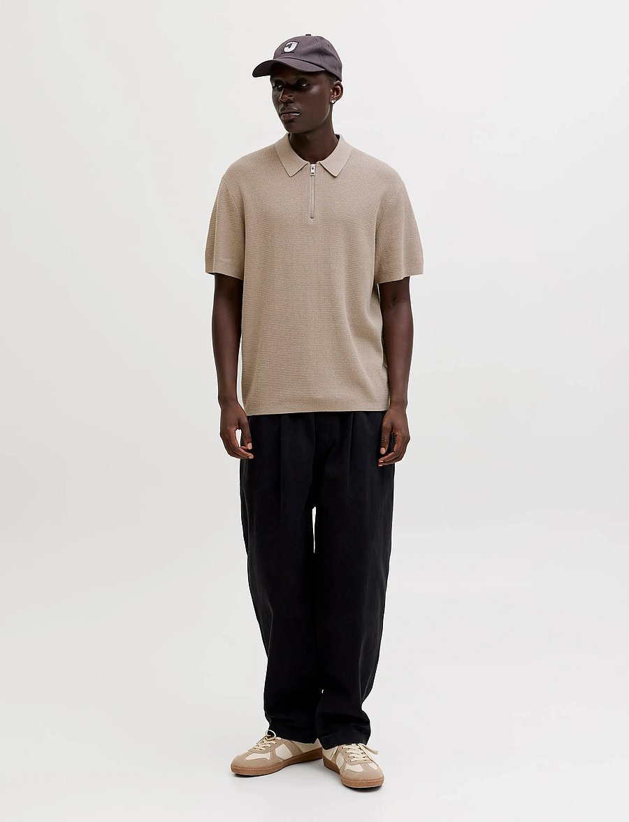 Jack & Jones - JJMAX KNIT ZIP POLO SS - prjónaðir pólóbolir - string - 4
